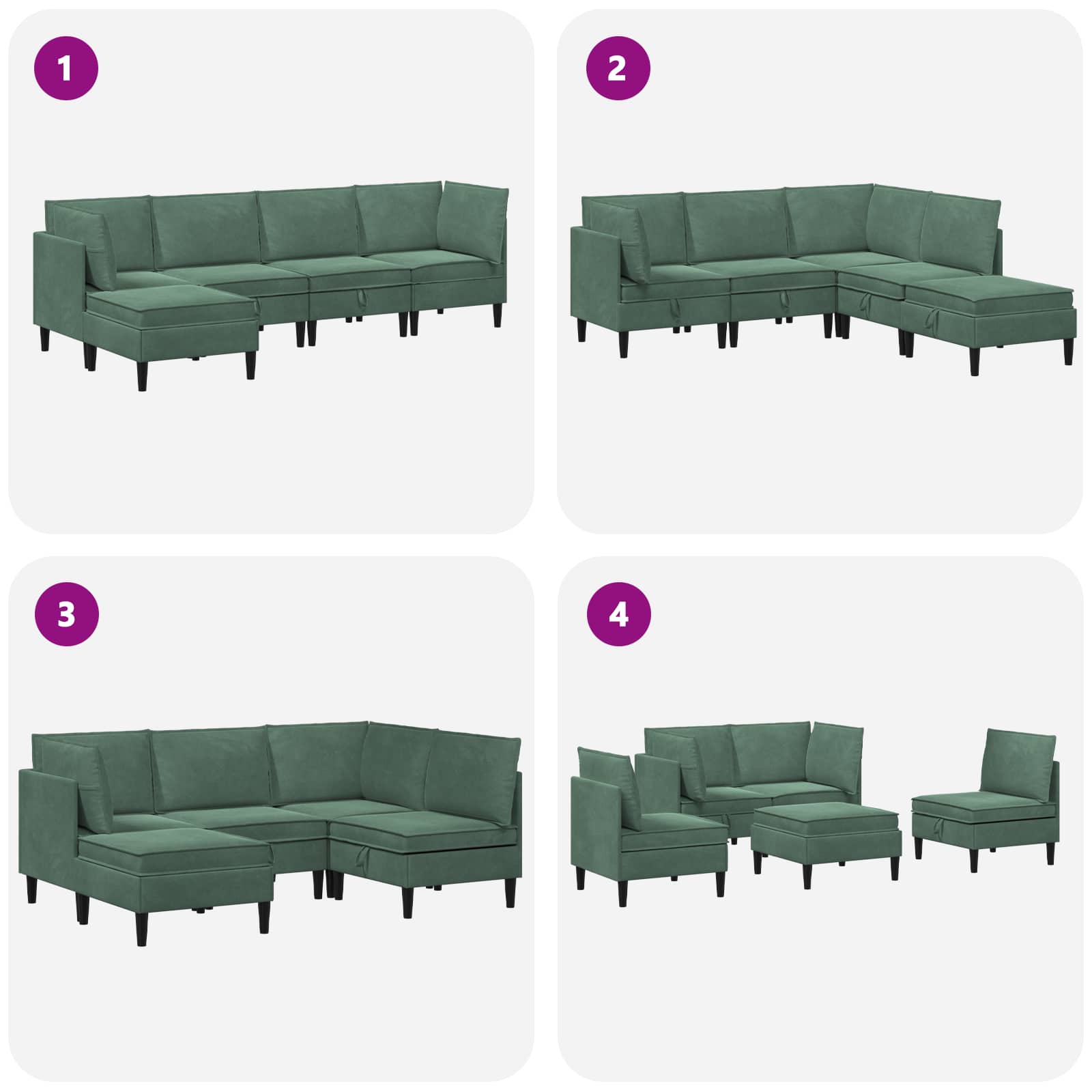 Woonkamer Meubelset met kussen 5 pcs Zeegroen Fluweel is nu te koop bij PeponiXL, paradijselijk wonen!