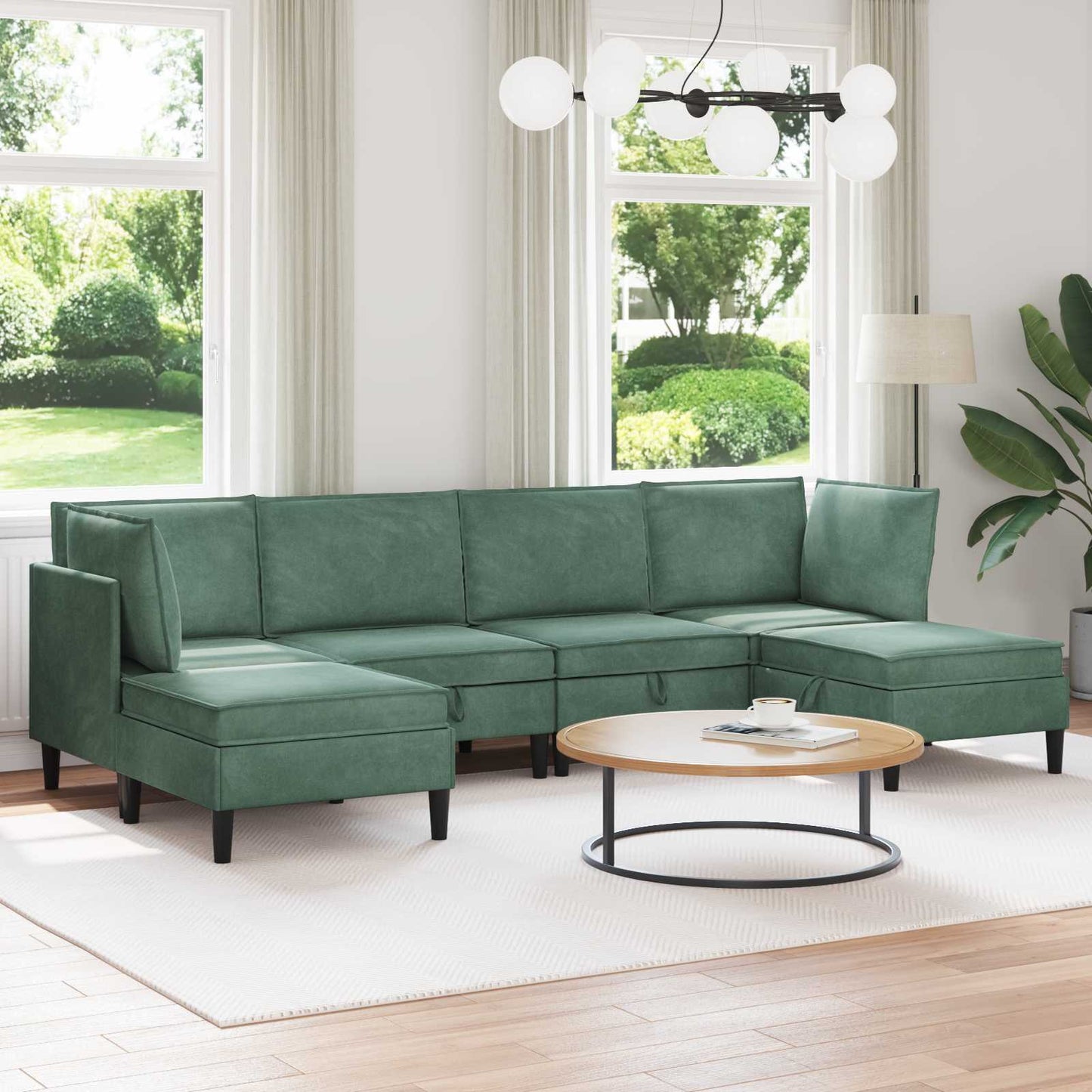 Woonkamer Meubelset met kussen 6 pcs Zeegroen Fluweel is nu te koop bij PeponiXL, paradijselijk wonen!