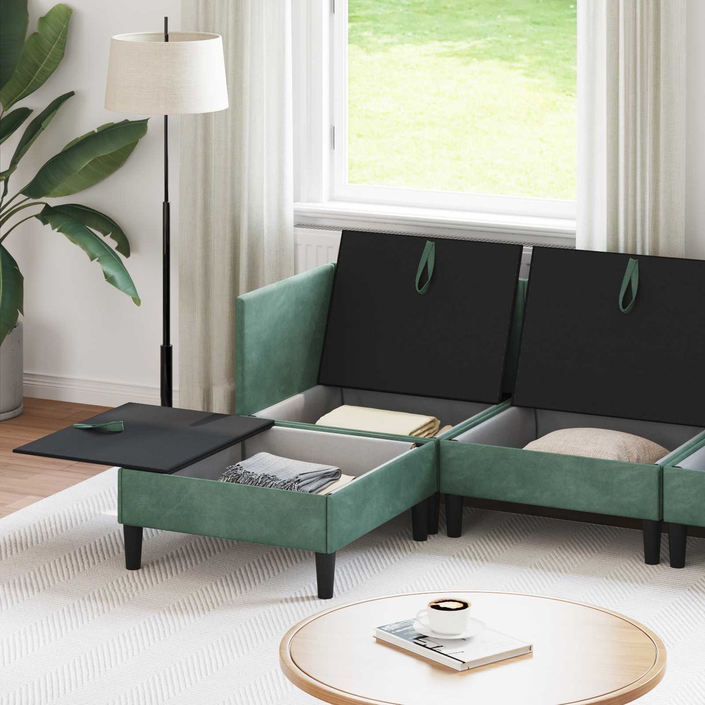 Woonkamer Meubelset met kussen 6 pcs Zeegroen Fluweel is nu te koop bij PeponiXL, paradijselijk wonen!