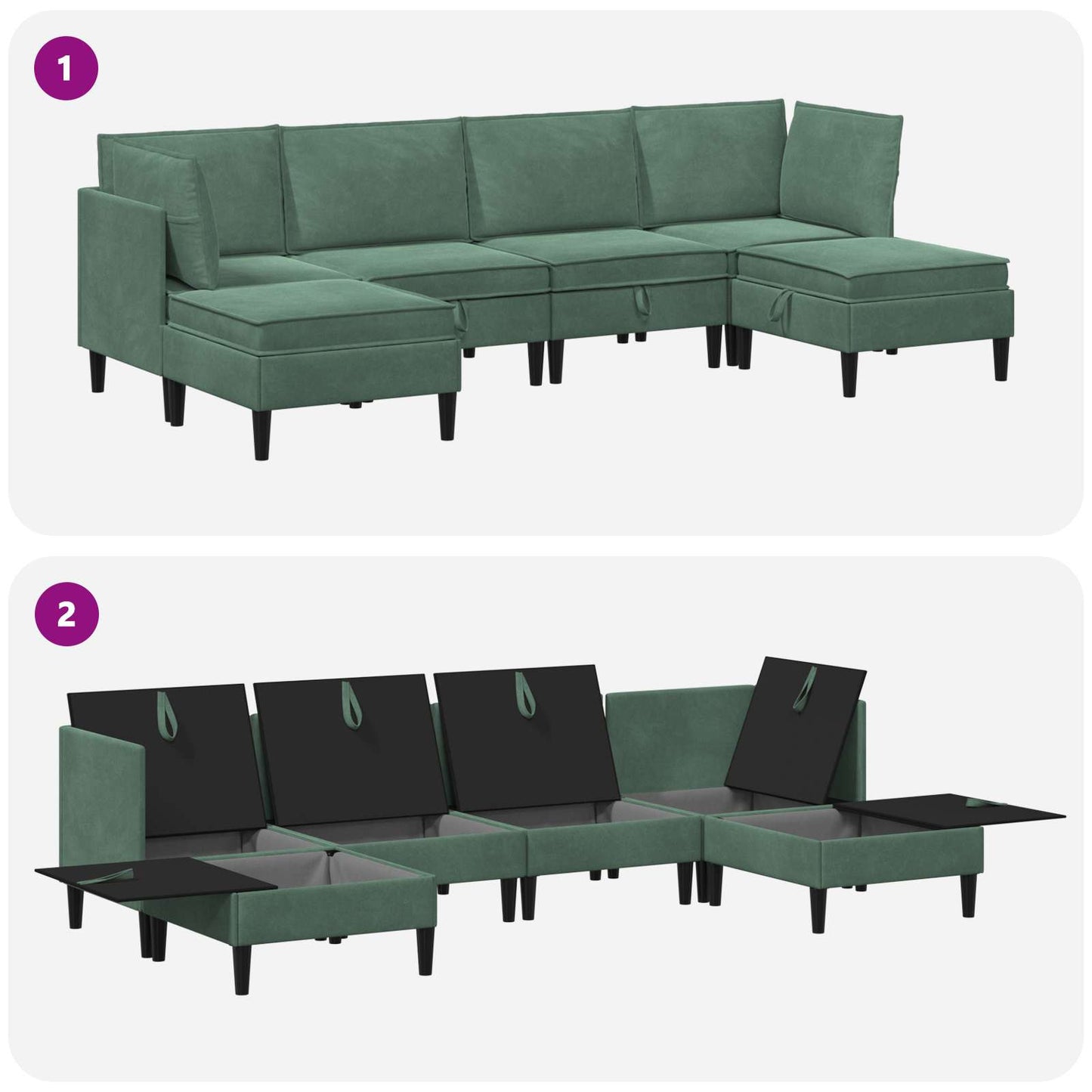 Woonkamer Meubelset met kussen 6 pcs Zeegroen Fluweel is nu te koop bij PeponiXL, paradijselijk wonen!