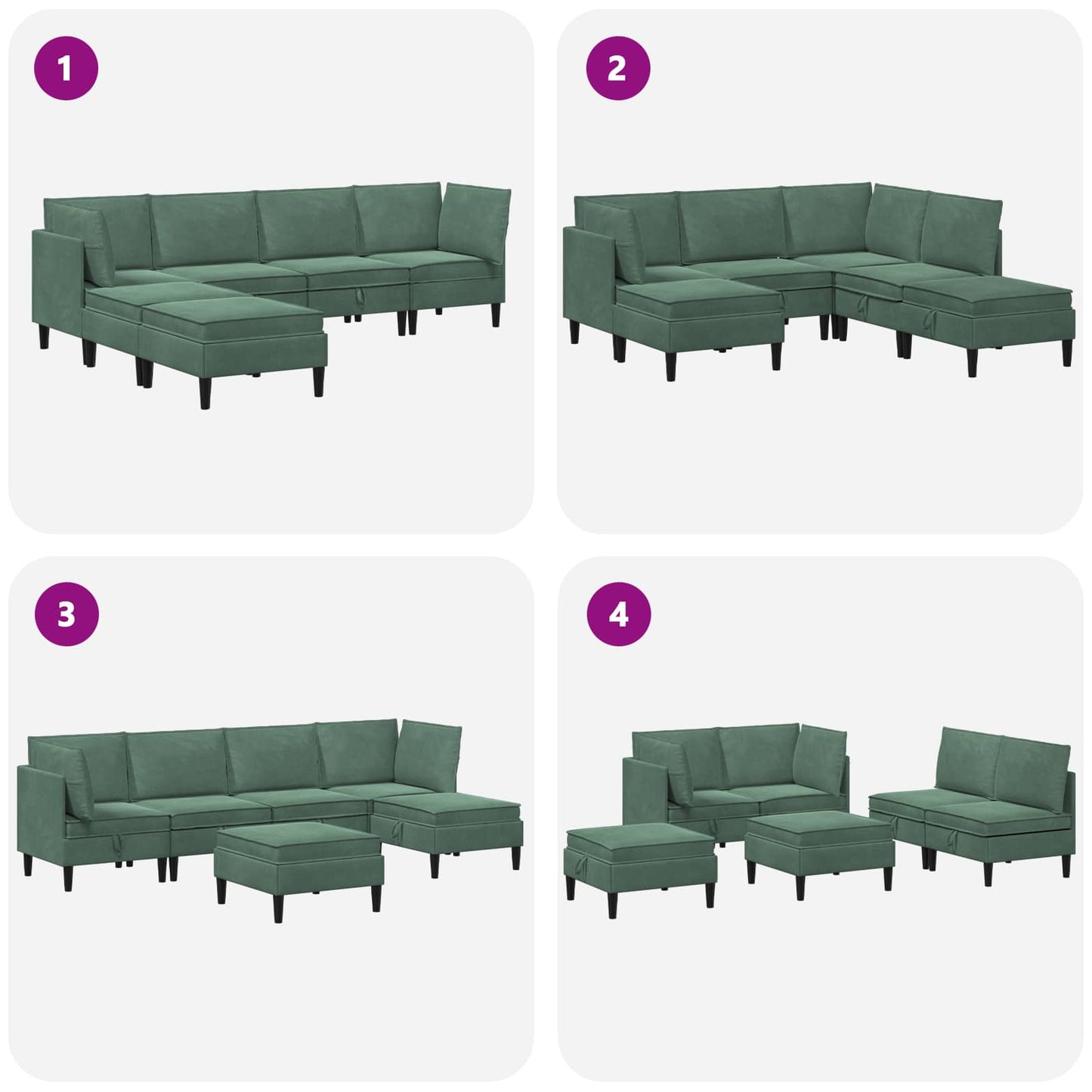 Woonkamer Meubelset met kussen 6 pcs Zeegroen Fluweel is nu te koop bij PeponiXL, paradijselijk wonen!
