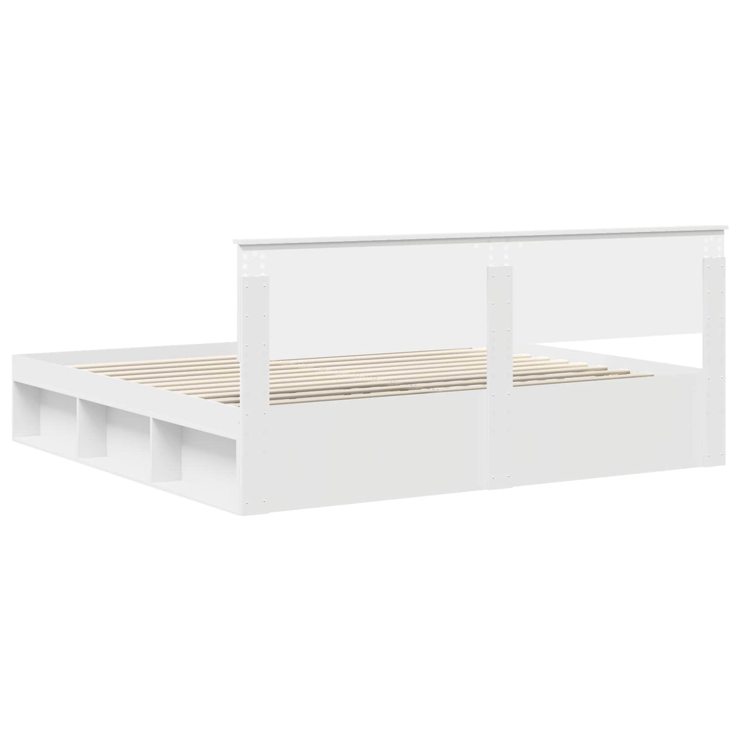 Bedframe met hoofdeinde Wit 200 x 200 cm Massief grenenhout is nu te koop bij PeponiXL, paradijselijk wonen!