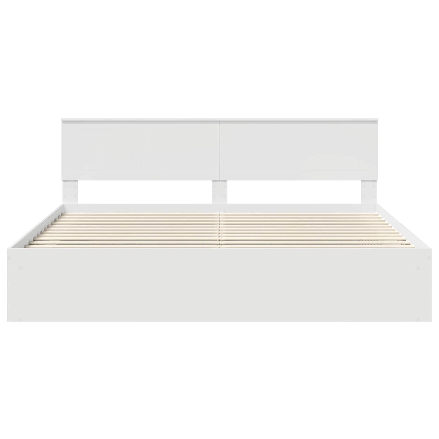 Bedframe met hoofdeinde Wit 200 x 200 cm Massief grenenhout is nu te koop bij PeponiXL, paradijselijk wonen!