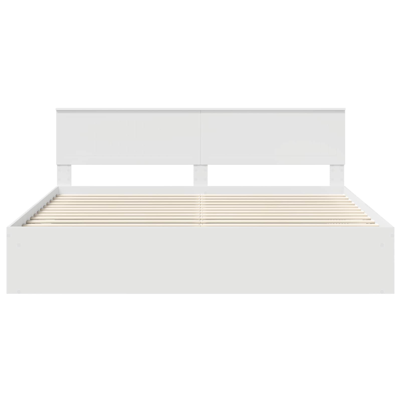 Bedframe met hoofdeinde Wit 200 x 200 cm Massief grenenhout is nu te koop bij PeponiXL, paradijselijk wonen!
