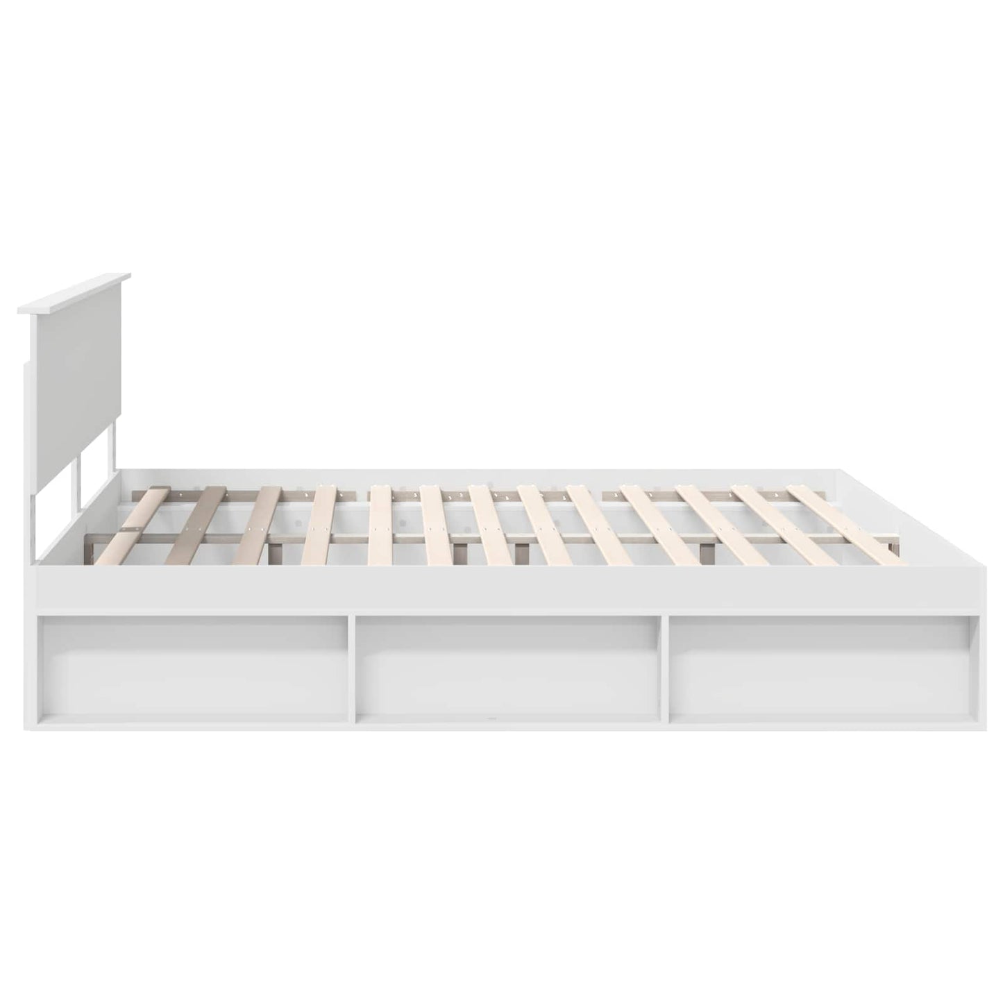 Bedframe met hoofdeinde Wit 200 x 200 cm Massief grenenhout is nu te koop bij PeponiXL, paradijselijk wonen!