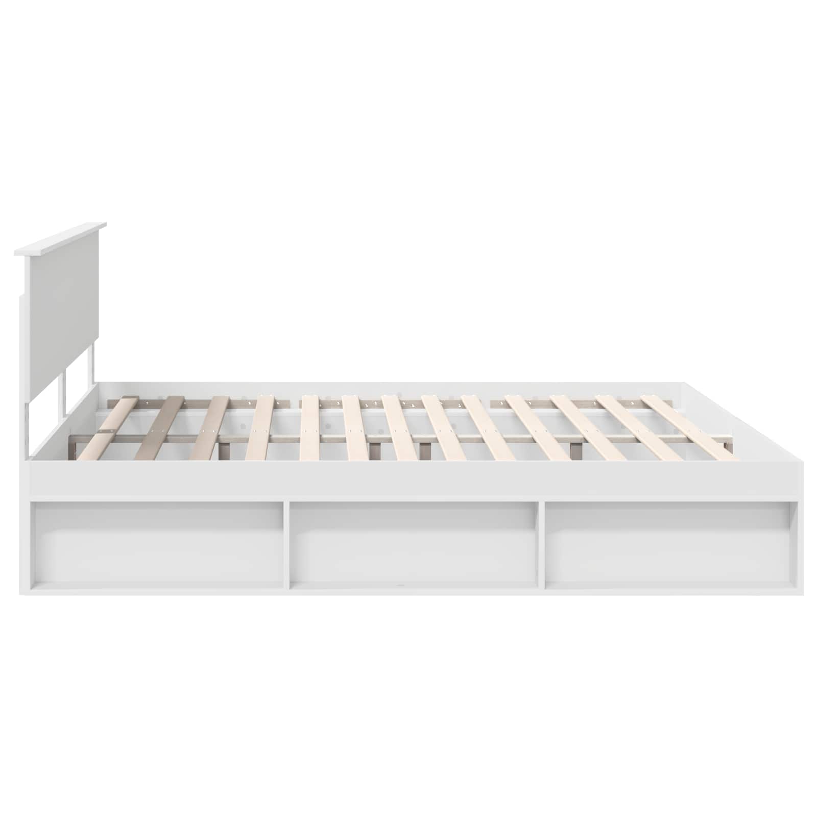 Bedframe met hoofdeinde Wit 200 x 200 cm Massief grenenhout is nu te koop bij PeponiXL, paradijselijk wonen!