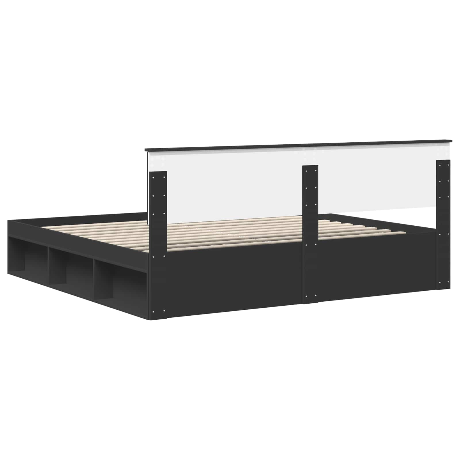 Bedframe met hoofdeinde Zwart 200 x 200 cm Massief grenenhout is nu te koop bij PeponiXL, paradijselijk wonen!