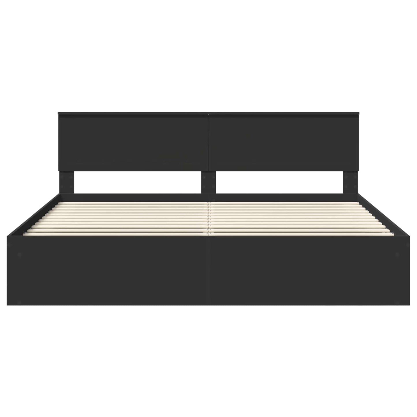 Bedframe met hoofdeinde Zwart 200 x 200 cm Massief grenenhout is nu te koop bij PeponiXL, paradijselijk wonen!