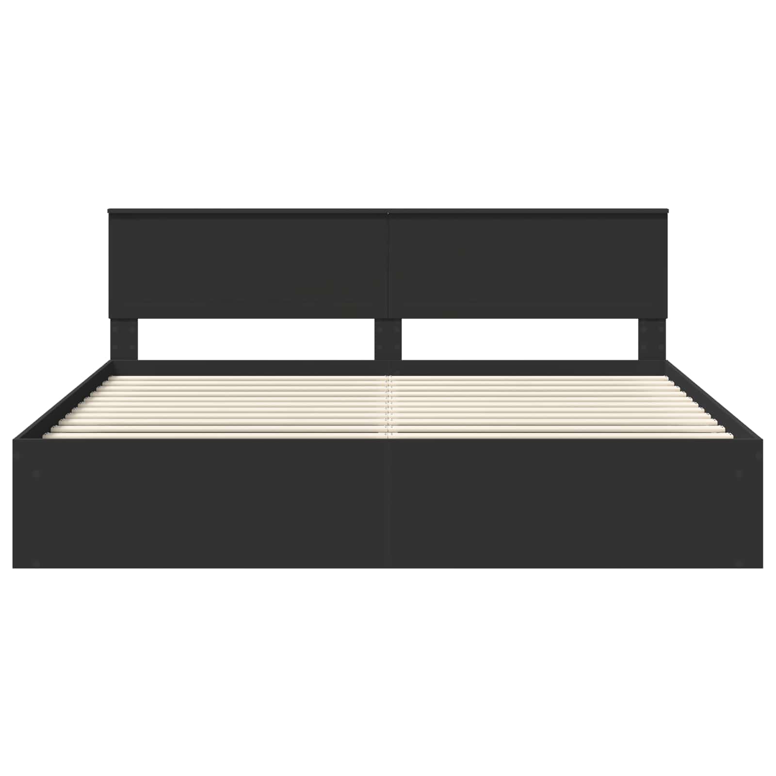 Bedframe met hoofdeinde Zwart 200 x 200 cm Massief grenenhout is nu te koop bij PeponiXL, paradijselijk wonen!