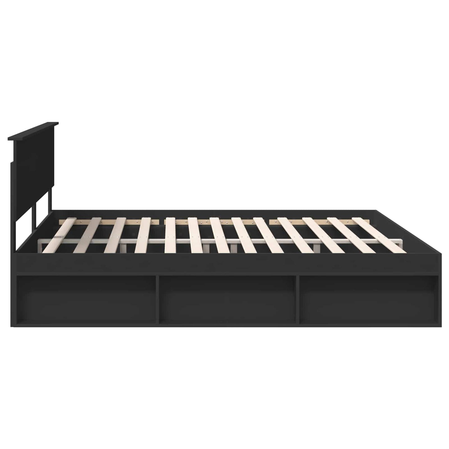Bedframe met hoofdeinde Zwart 200 x 200 cm Massief grenenhout is nu te koop bij PeponiXL, paradijselijk wonen!