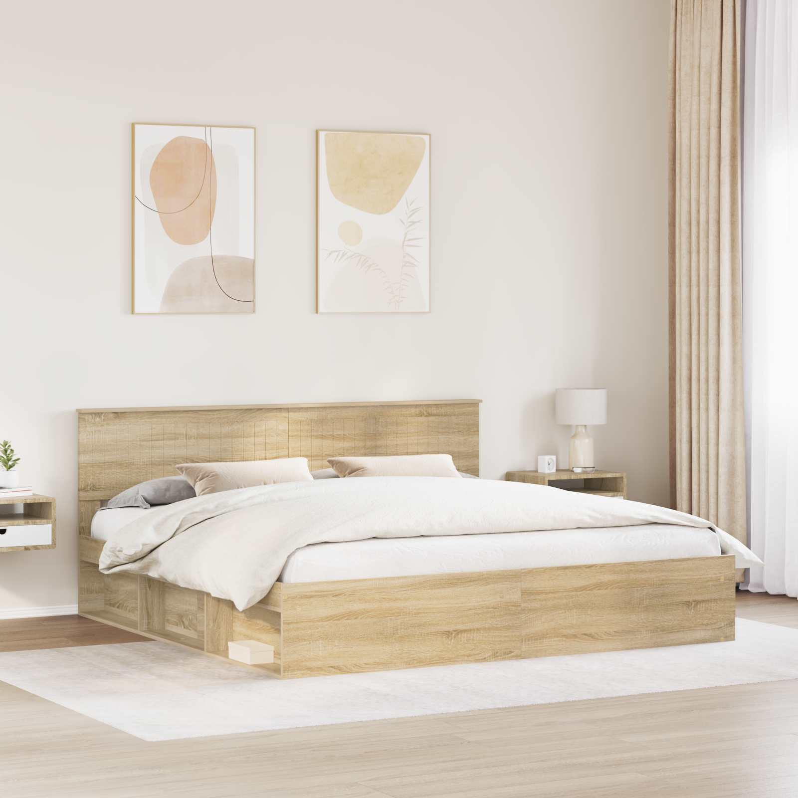 Bedframe met hoofdeinde Sonoma 200 x 200 cm Massief grenenhout is nu te koop bij PeponiXL, paradijselijk wonen!