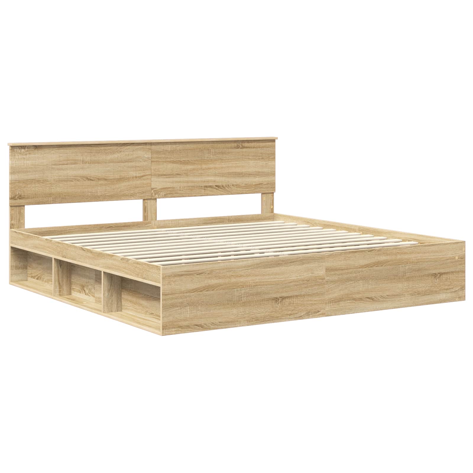 Bedframe met hoofdeinde Sonoma 200 x 200 cm Massief grenenhout is nu te koop bij PeponiXL, paradijselijk wonen!