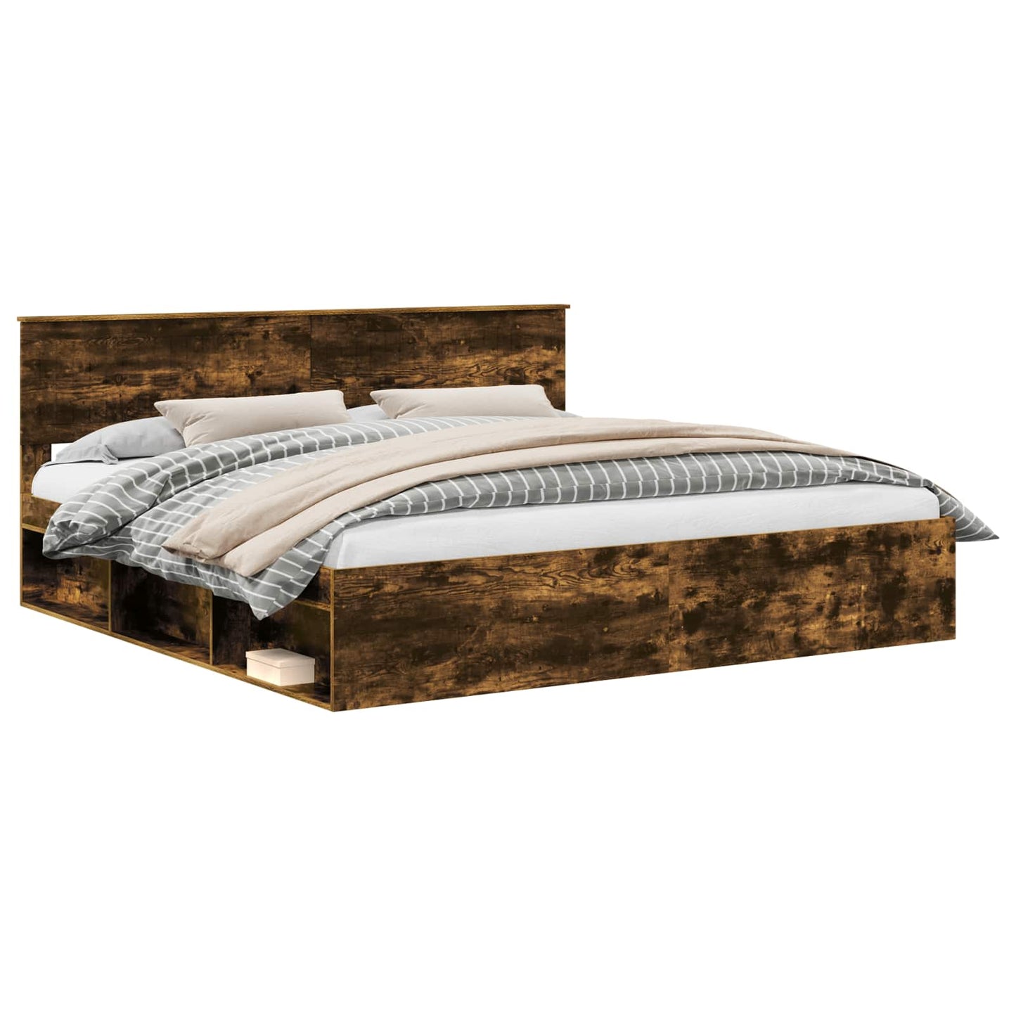 Bedframe Gerookt eiken 200 x 200 cm Massief grenenhout is nu te koop bij PeponiXL, paradijselijk wonen!