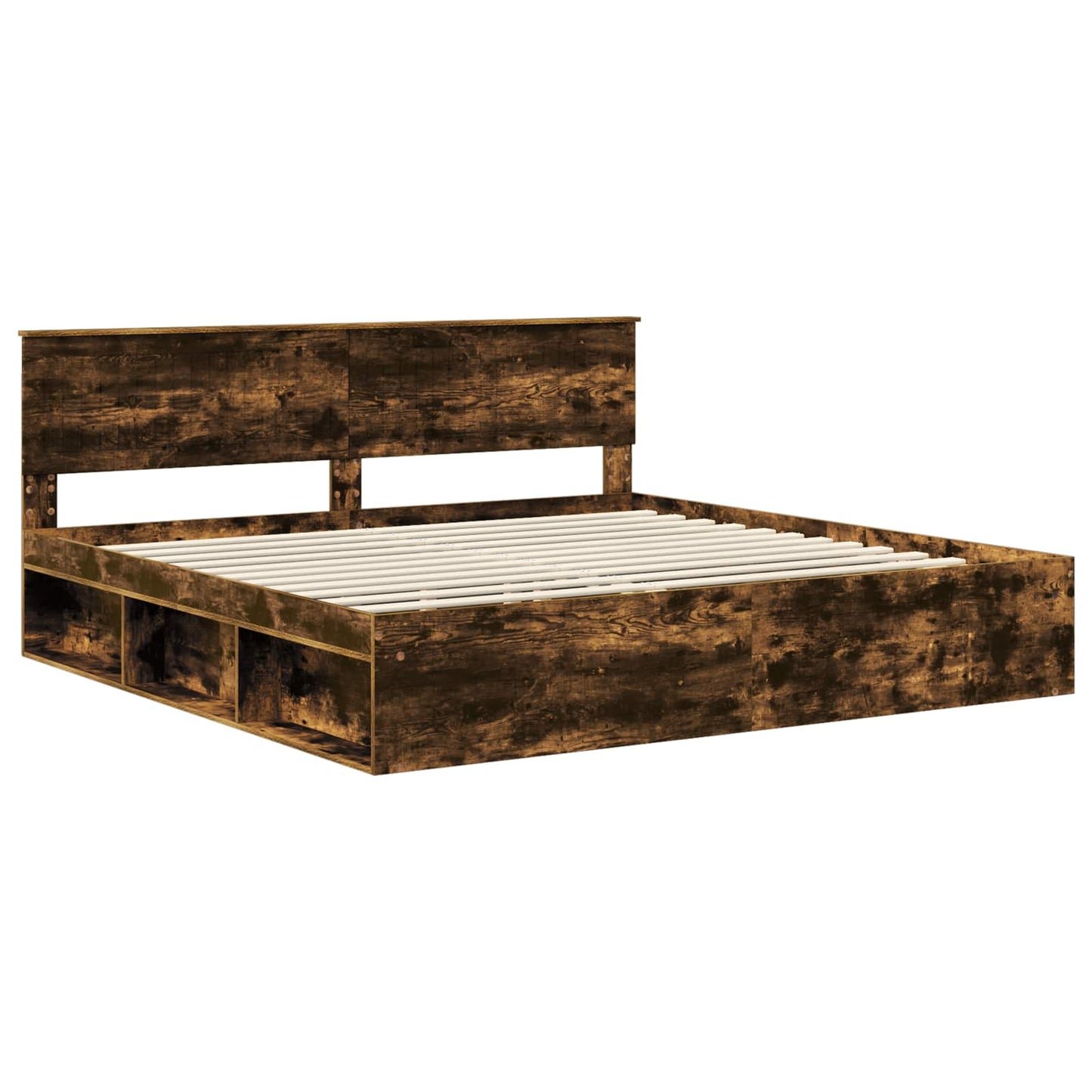 Bedframe Gerookt eiken 200 x 200 cm Massief grenenhout is nu te koop bij PeponiXL, paradijselijk wonen!
