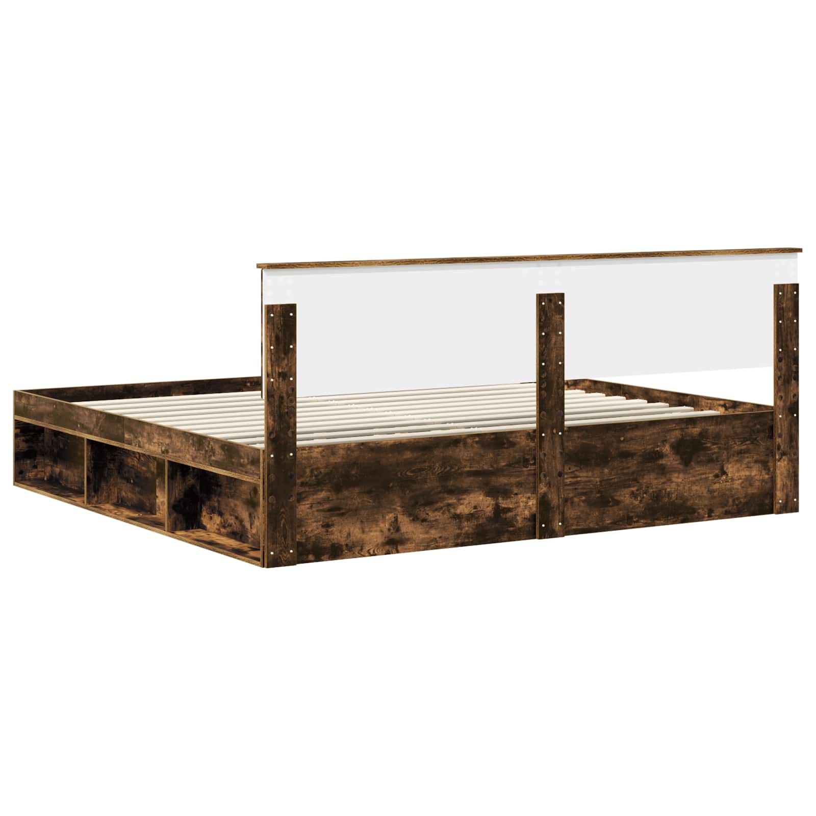 Bedframe Gerookt eiken 200 x 200 cm Massief grenenhout is nu te koop bij PeponiXL, paradijselijk wonen!