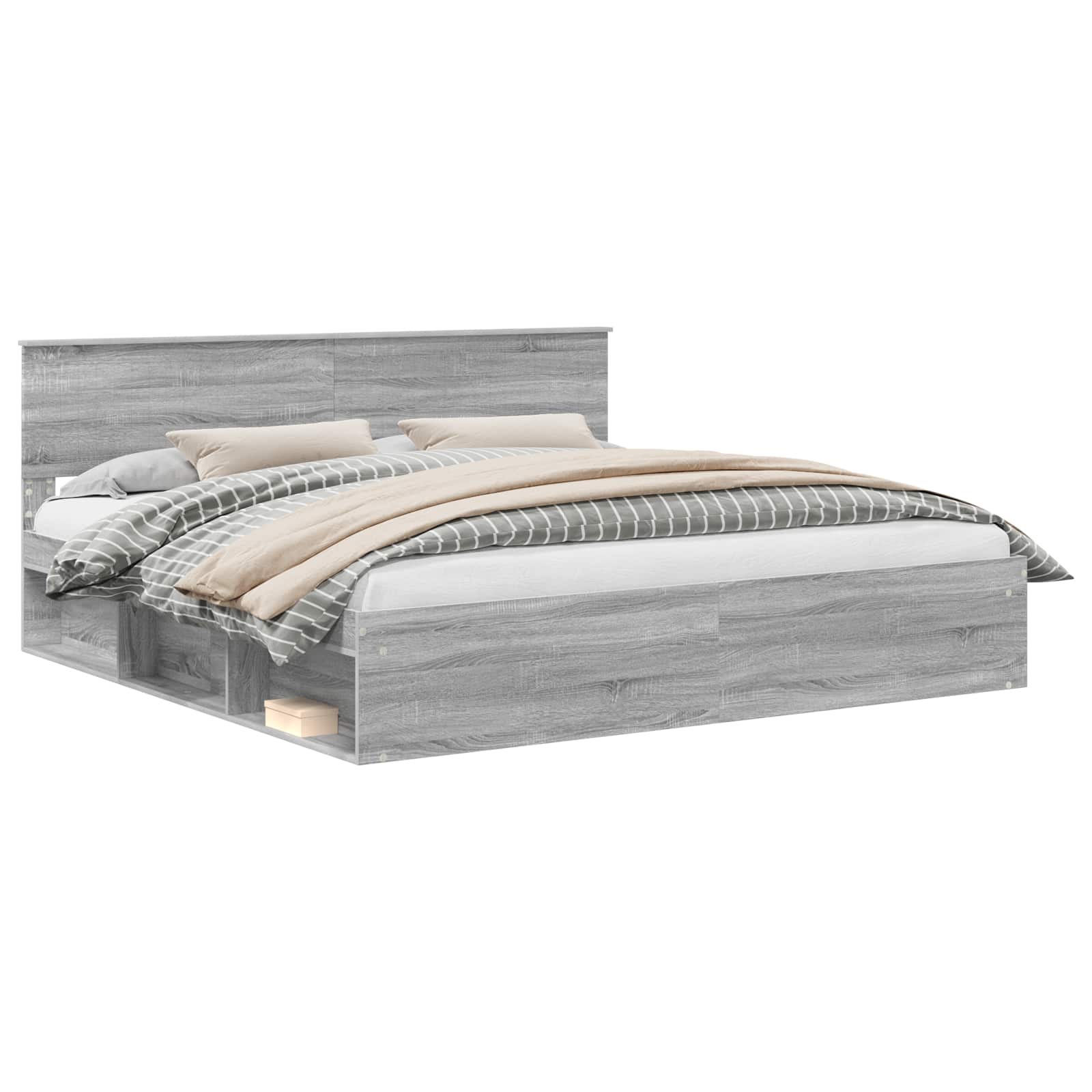 Bedframe Grijs Sonoma 200 x 200 cm Massief grenenhout is nu te koop bij PeponiXL, paradijselijk wonen!