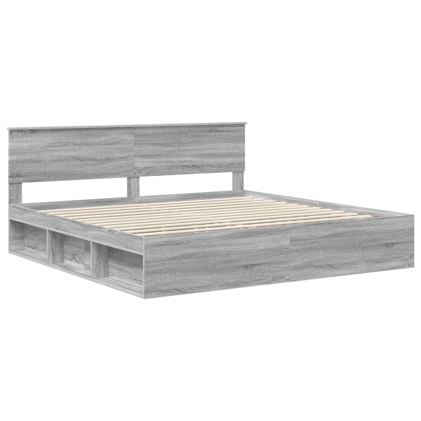 Bedframe Grijs Sonoma 200 x 200 cm Massief grenenhout is nu te koop bij PeponiXL, paradijselijk wonen!