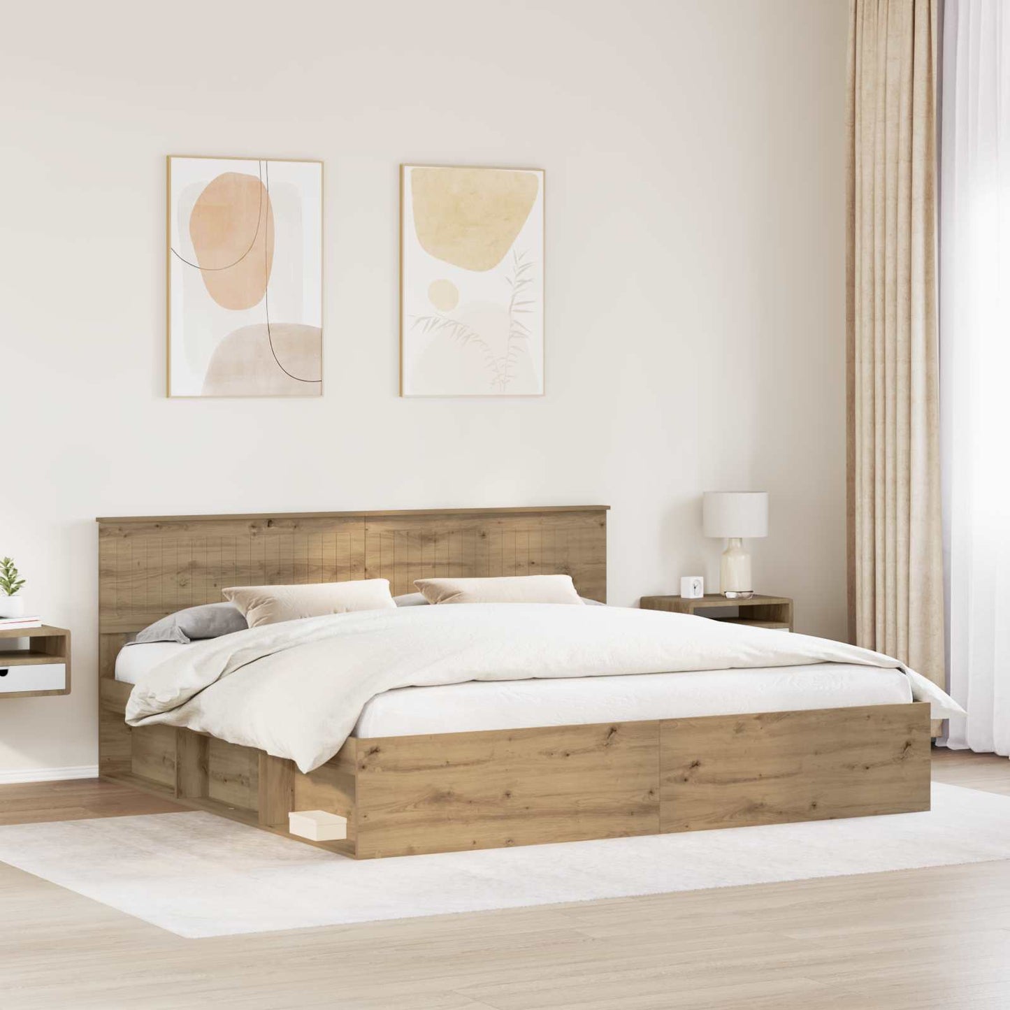 Bedframe Ambachtelijk eiken 200 x 200 cm Massief grenenhout