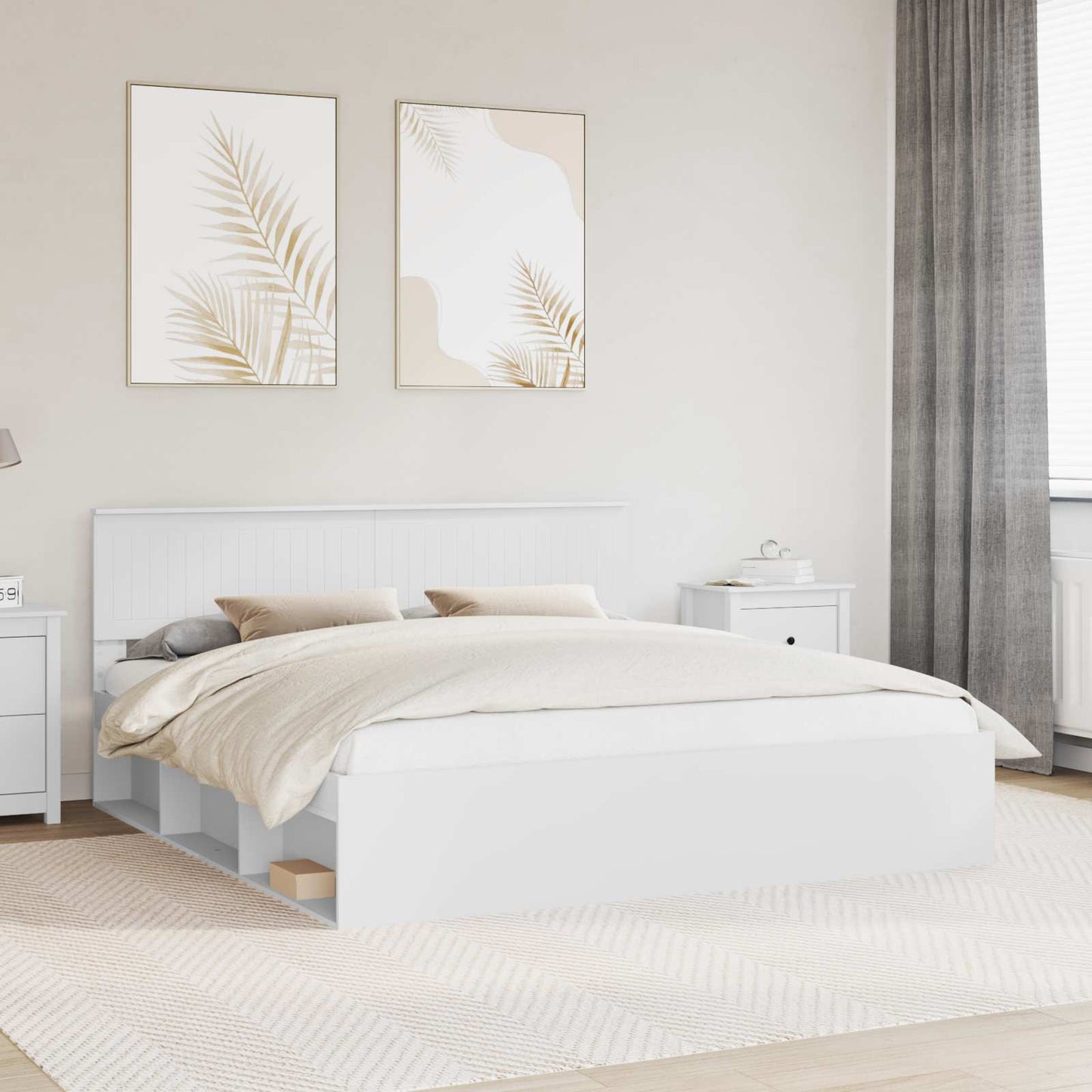 Bedframe met hoofdeinde Wit 180 x 200 cm Massief grenenhout is nu te koop bij PeponiXL, paradijselijk wonen!