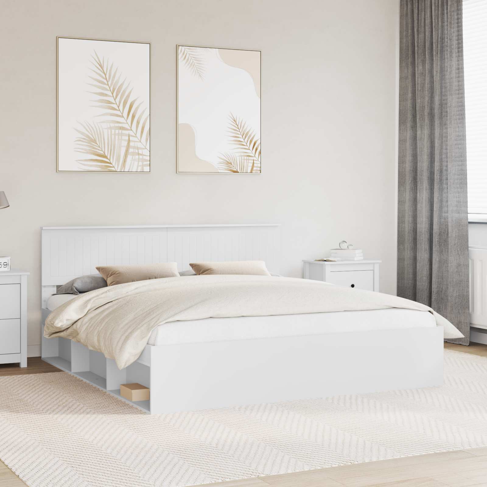 Bedframe met hoofdeinde Wit 180 x 200 cm Massief grenenhout is nu te koop bij PeponiXL, paradijselijk wonen!
