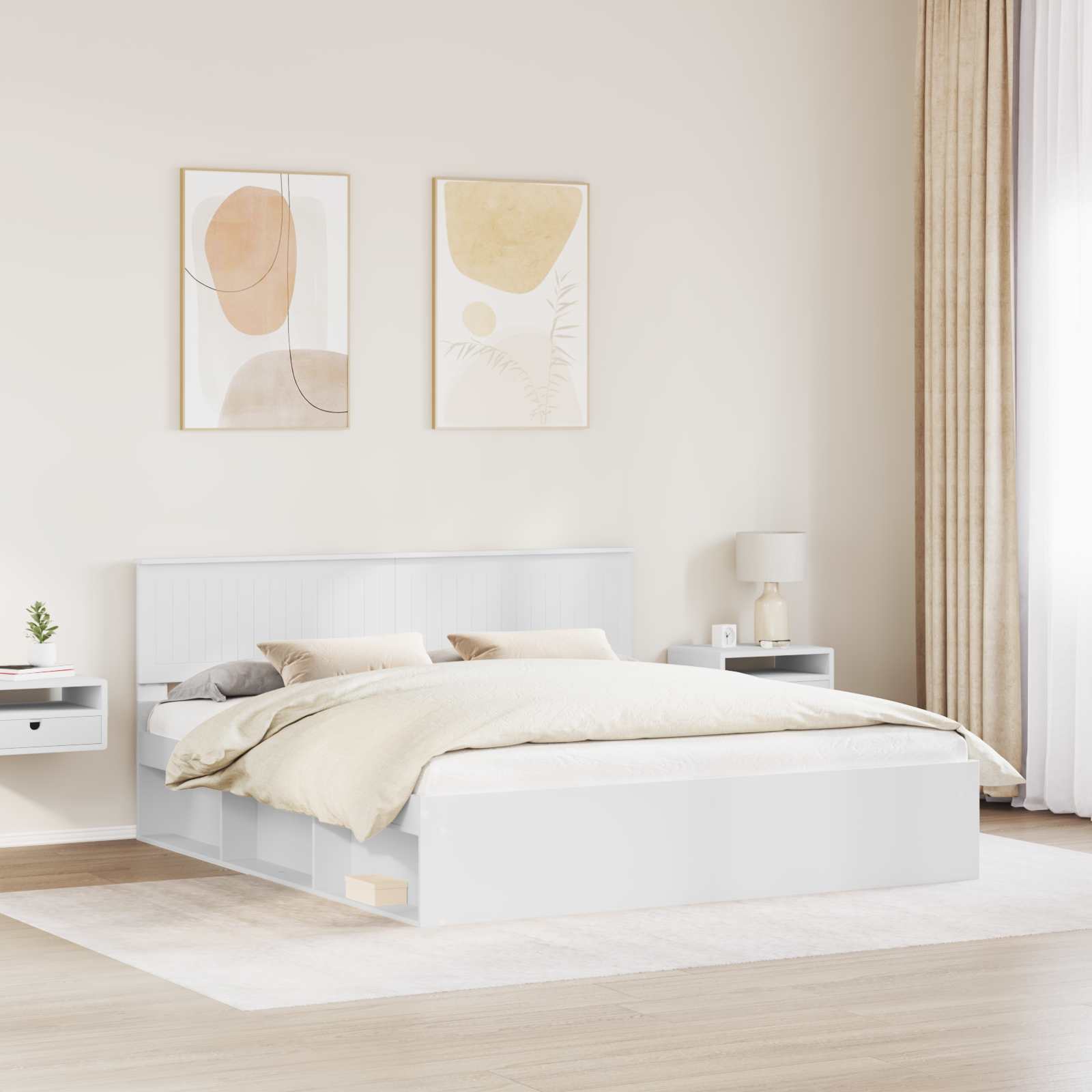 Bedframe met hoofdeinde Wit 180 x 200 cm Massief grenenhout is nu te koop bij PeponiXL, paradijselijk wonen!