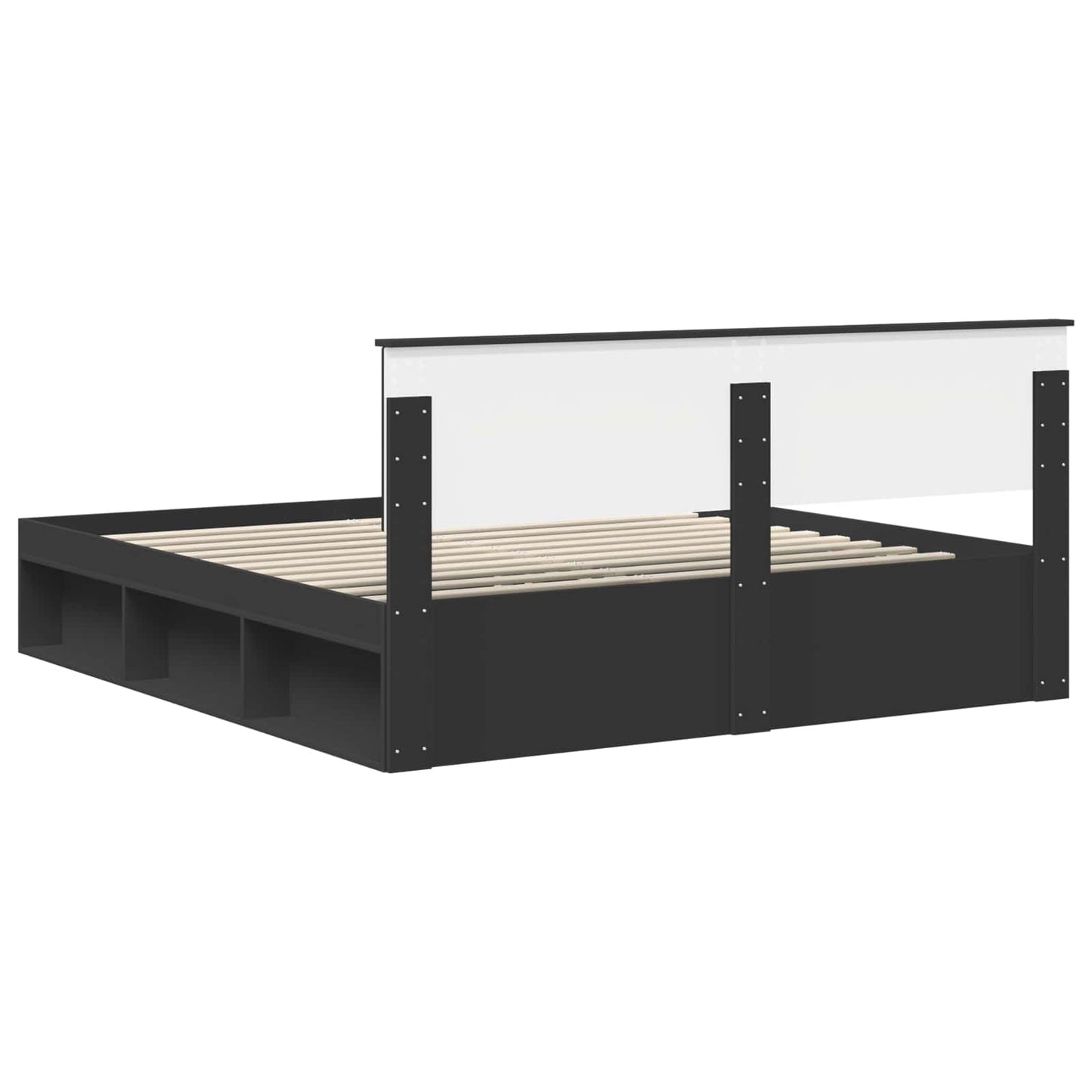 Bedframe met hoofdeinde Zwart 180 x 200 cm Massief grenenhout is nu te koop bij PeponiXL, paradijselijk wonen!