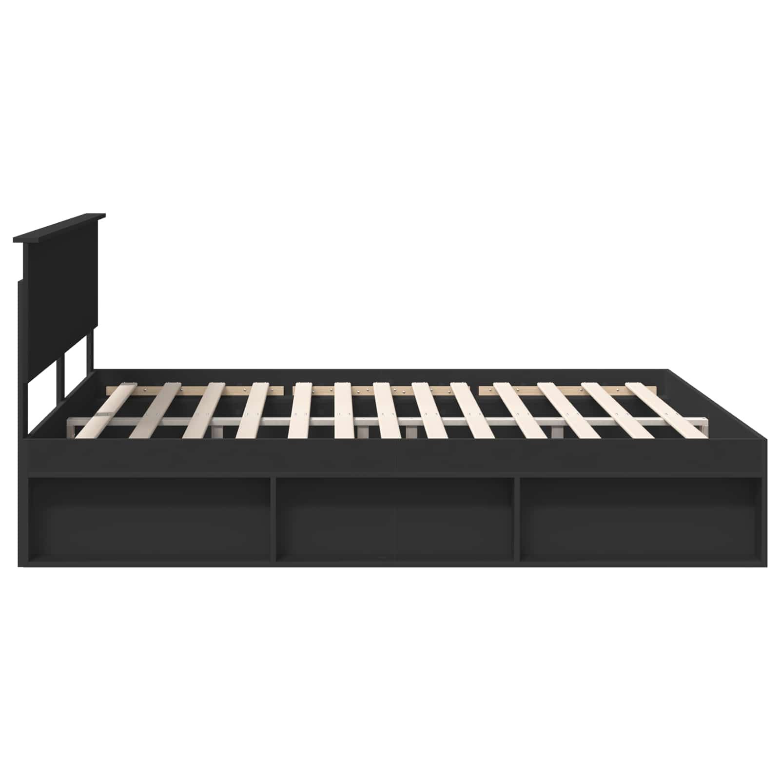 Bedframe met hoofdeinde Zwart 180 x 200 cm Massief grenenhout is nu te koop bij PeponiXL, paradijselijk wonen!