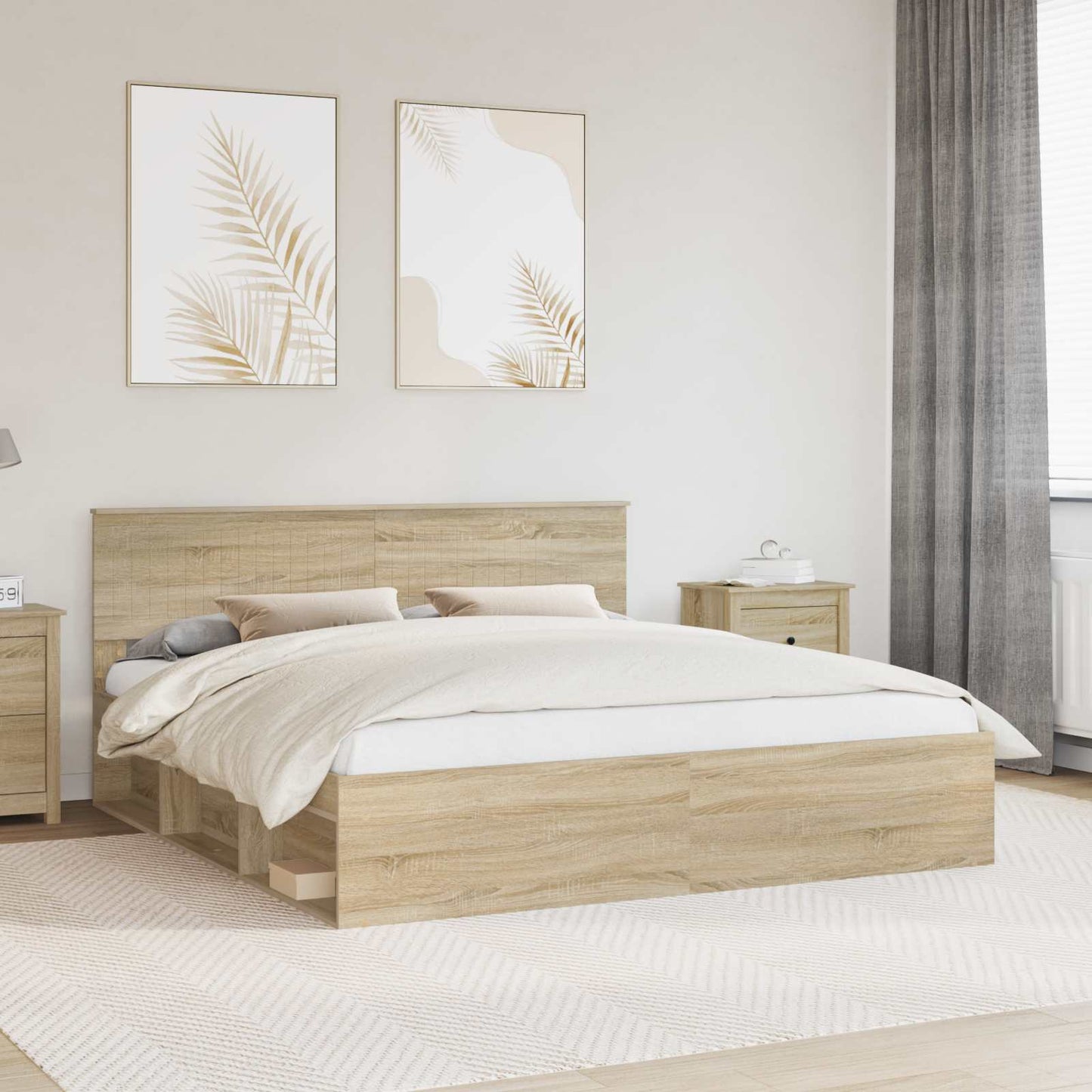 Bedframe met hoofdeinde Sonoma 180 x 200 cm Massief grenenhout is nu te koop bij PeponiXL, paradijselijk wonen!