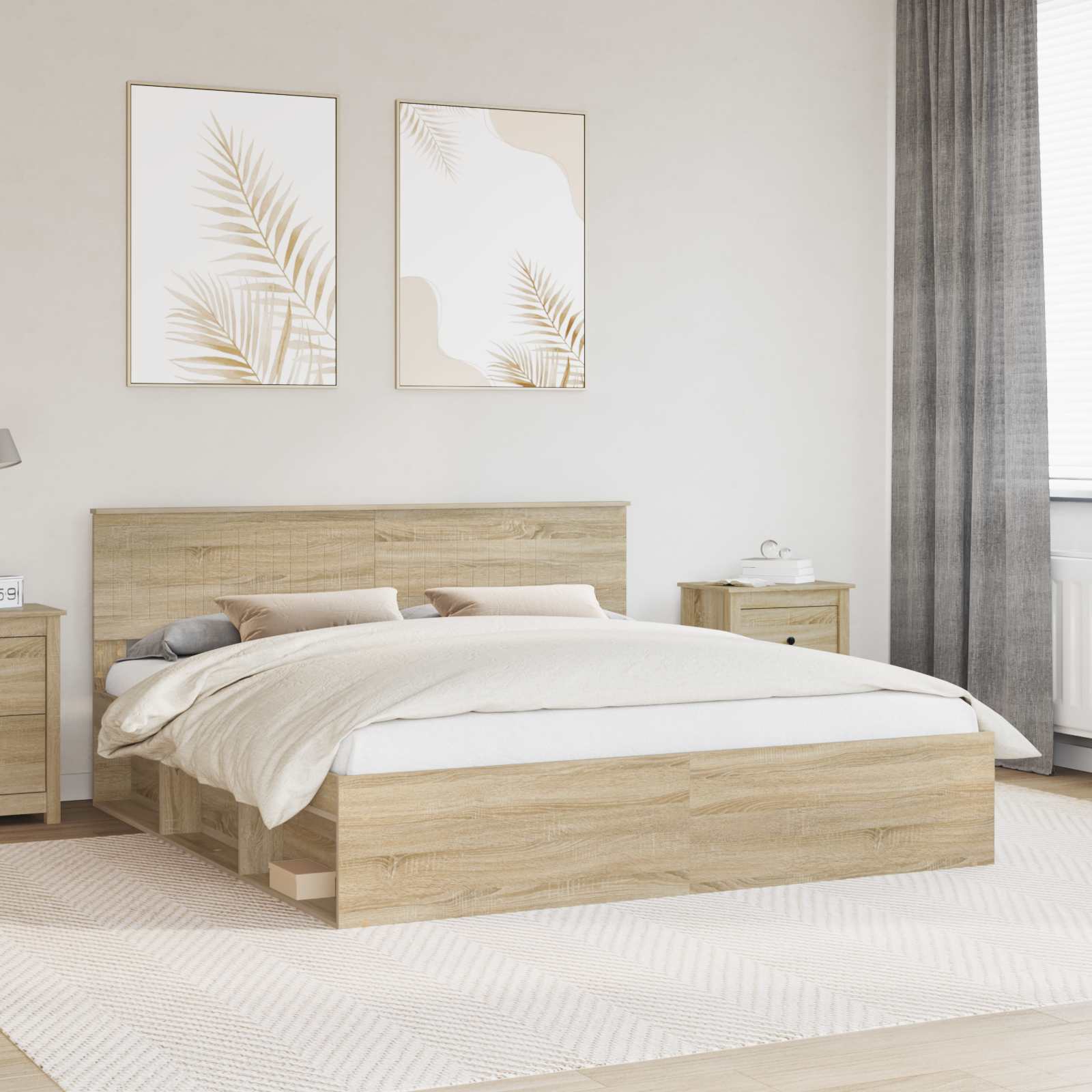 Bedframe met hoofdeinde Sonoma 180 x 200 cm Massief grenenhout is nu te koop bij PeponiXL, paradijselijk wonen!