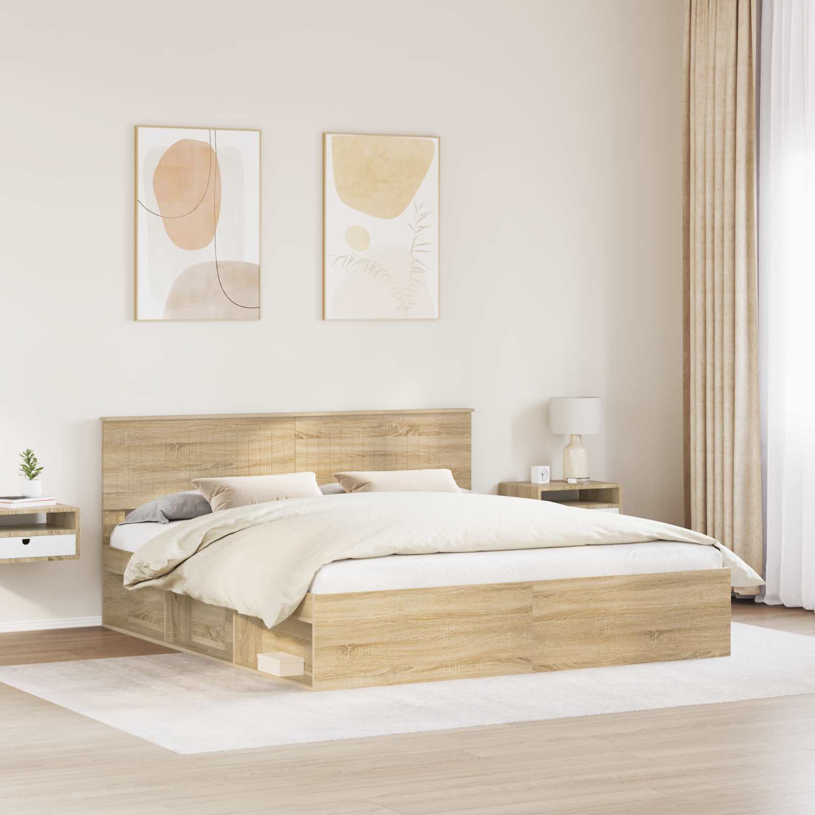 Bedframe met hoofdeinde Sonoma 180 x 200 cm Massief grenenhout is nu te koop bij PeponiXL, paradijselijk wonen!