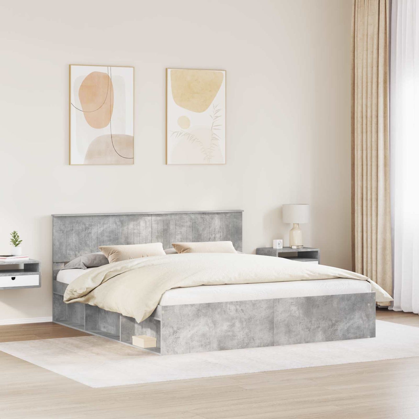 Bedframe met hoofdeinde Beton 180 x 200 cm Massief grenenhout is nu te koop bij PeponiXL, paradijselijk wonen!
