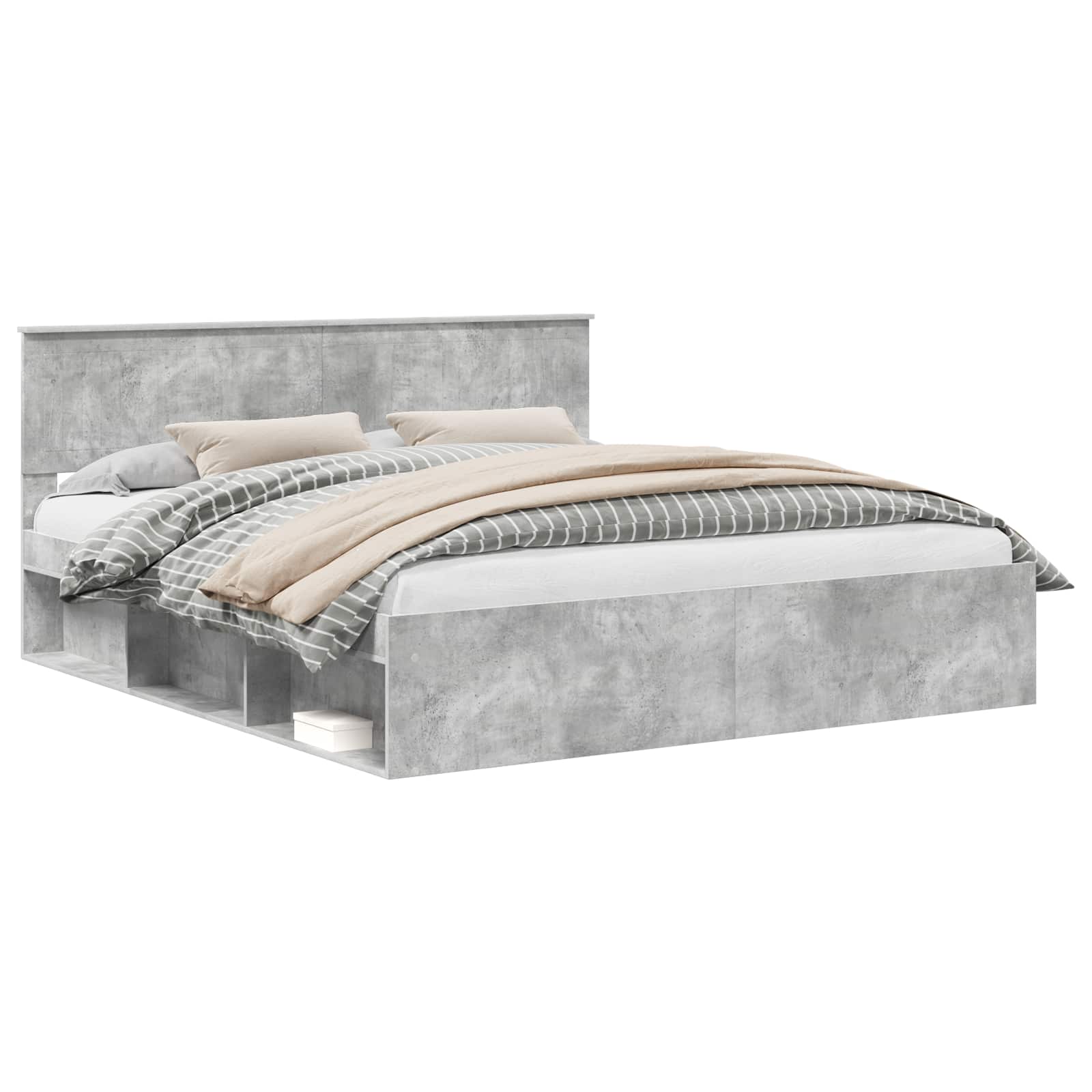 Bedframe met hoofdeinde Beton 180 x 200 cm Massief grenenhout is nu te koop bij PeponiXL, paradijselijk wonen!