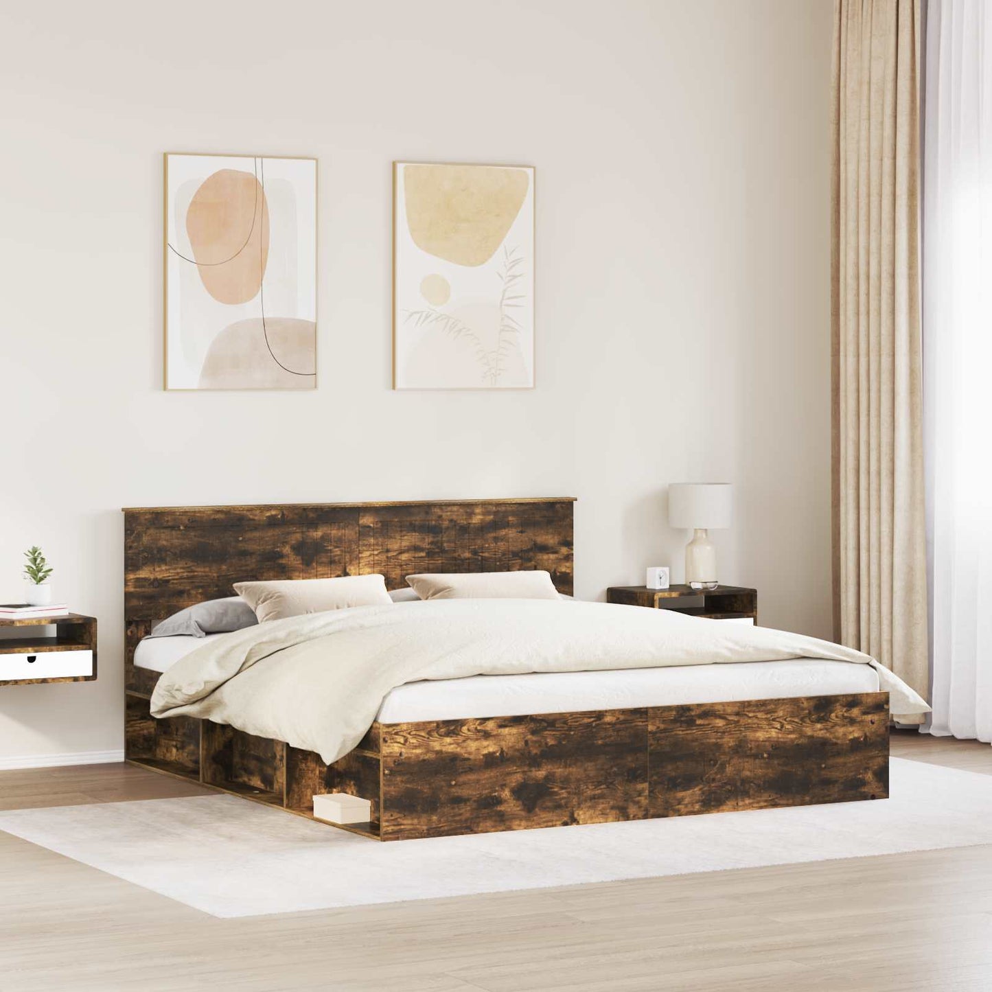 Bedframe Gerookt eiken 180 x 200 cm Massief grenenhout is nu te koop bij PeponiXL, paradijselijk wonen!