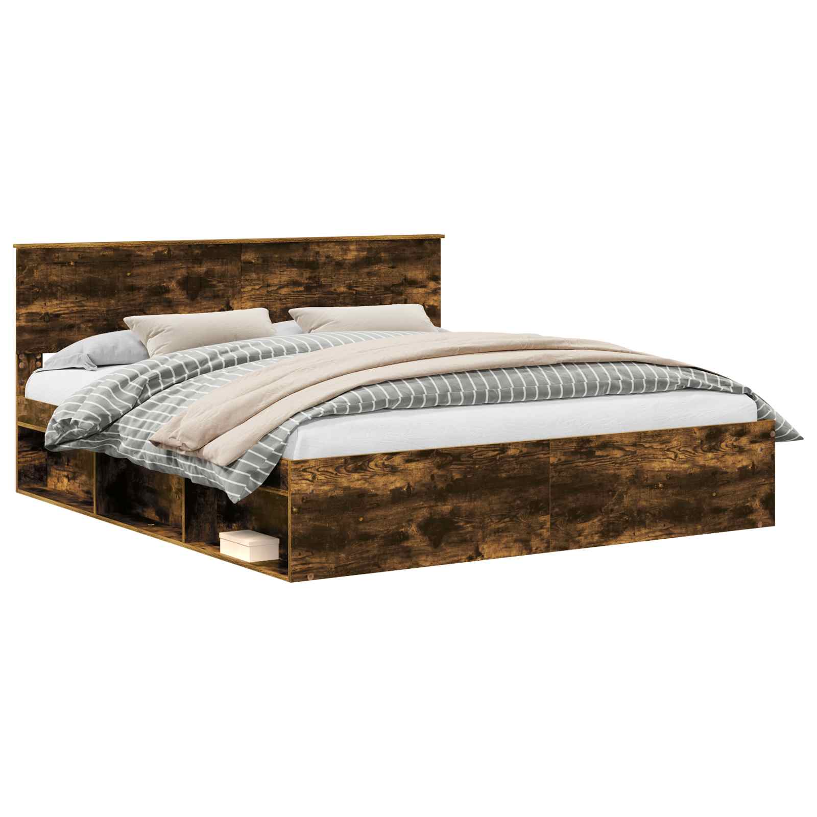 Bedframe Gerookt eiken 180 x 200 cm Massief grenenhout is nu te koop bij PeponiXL, paradijselijk wonen!