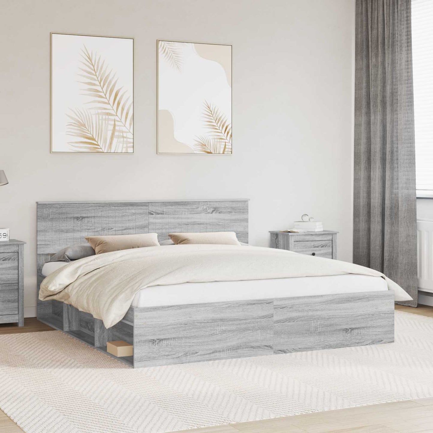 Bedframe Grijs Sonoma 180 x 200 cm Massief grenenhout is nu te koop bij PeponiXL, paradijselijk wonen!