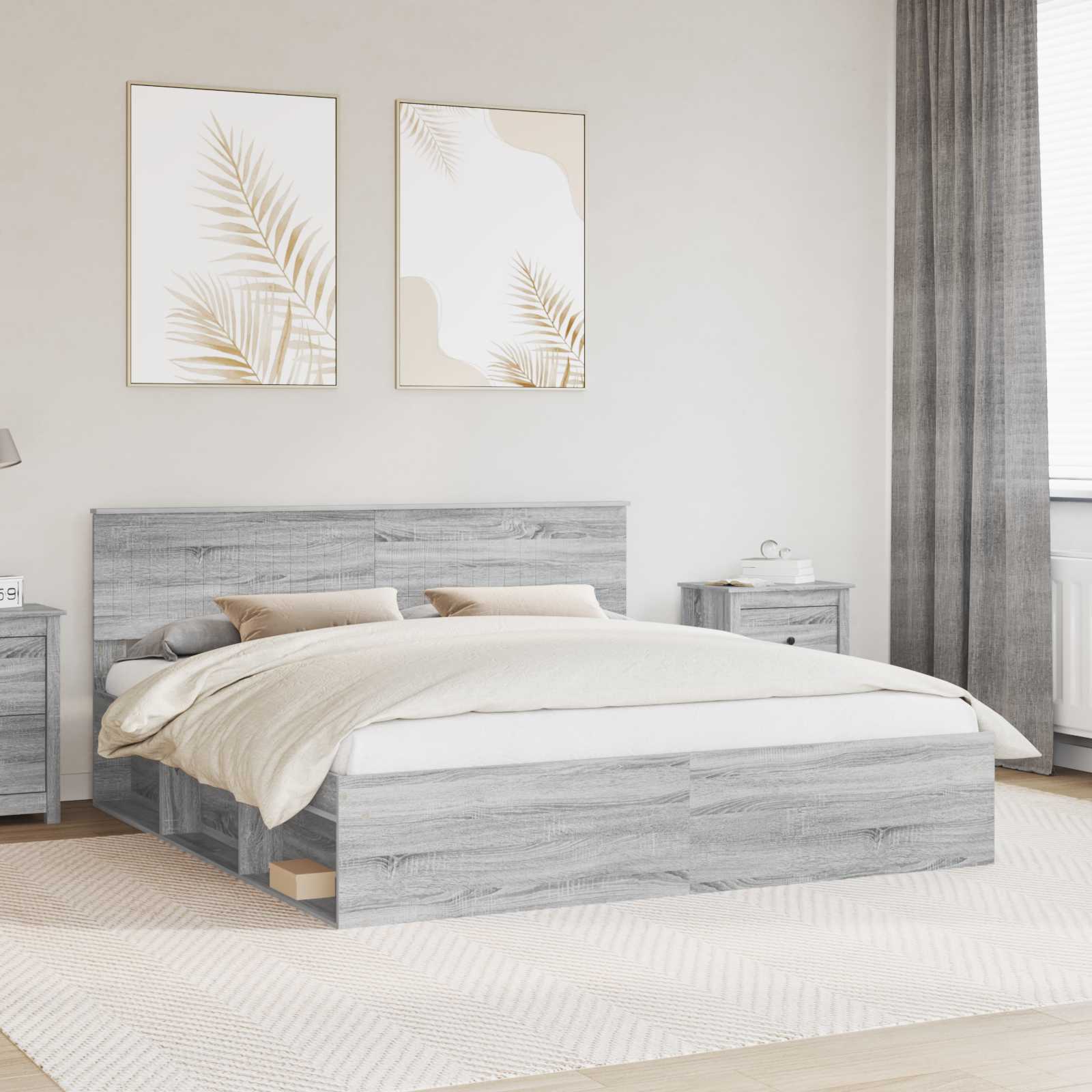Bedframe Grijs Sonoma 180 x 200 cm Massief grenenhout is nu te koop bij PeponiXL, paradijselijk wonen!