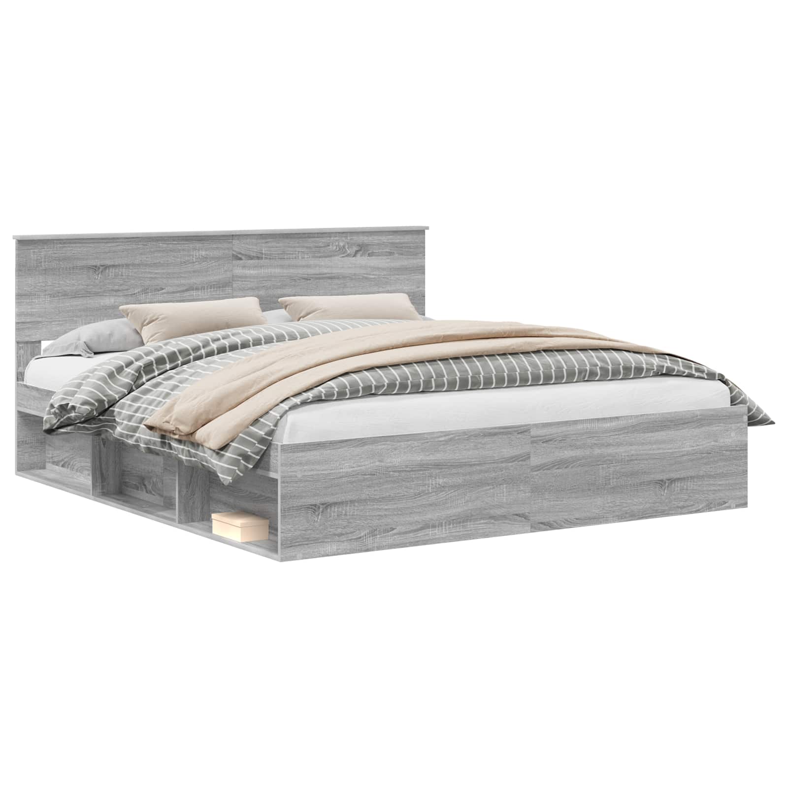 Bedframe Grijs Sonoma 180 x 200 cm Massief grenenhout is nu te koop bij PeponiXL, paradijselijk wonen!