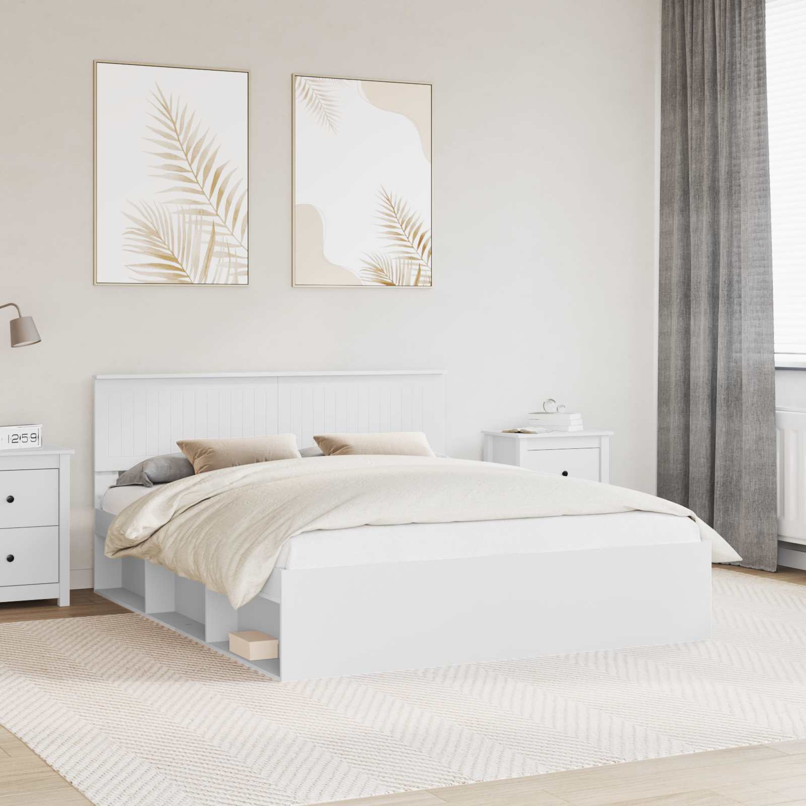 Bedframe met hoofdeinde Wit 160 x 200 cm Massief grenenhout is nu te koop bij PeponiXL, paradijselijk wonen!