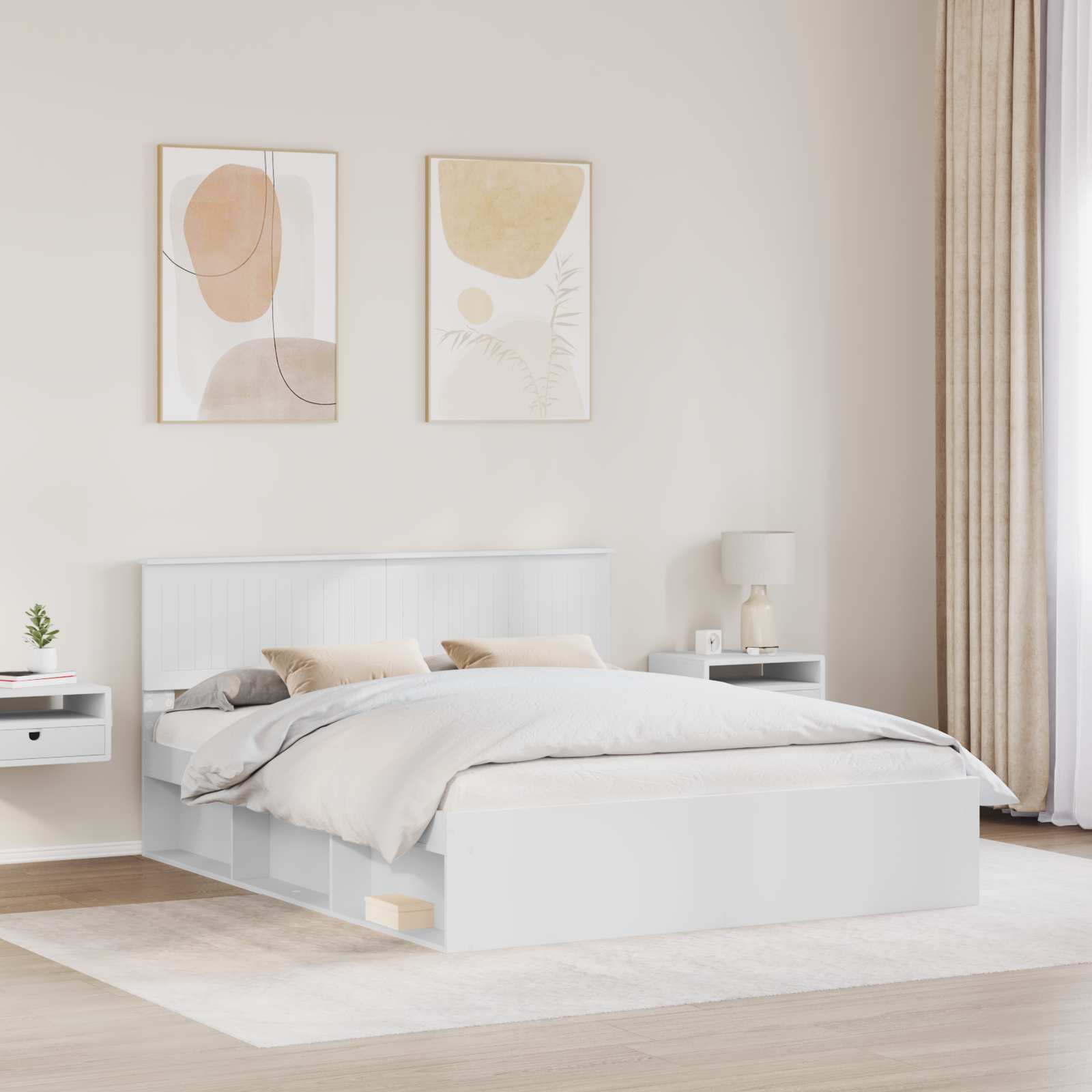 Bedframe met hoofdeinde Wit 160 x 200 cm Massief grenenhout is nu te koop bij PeponiXL, paradijselijk wonen!