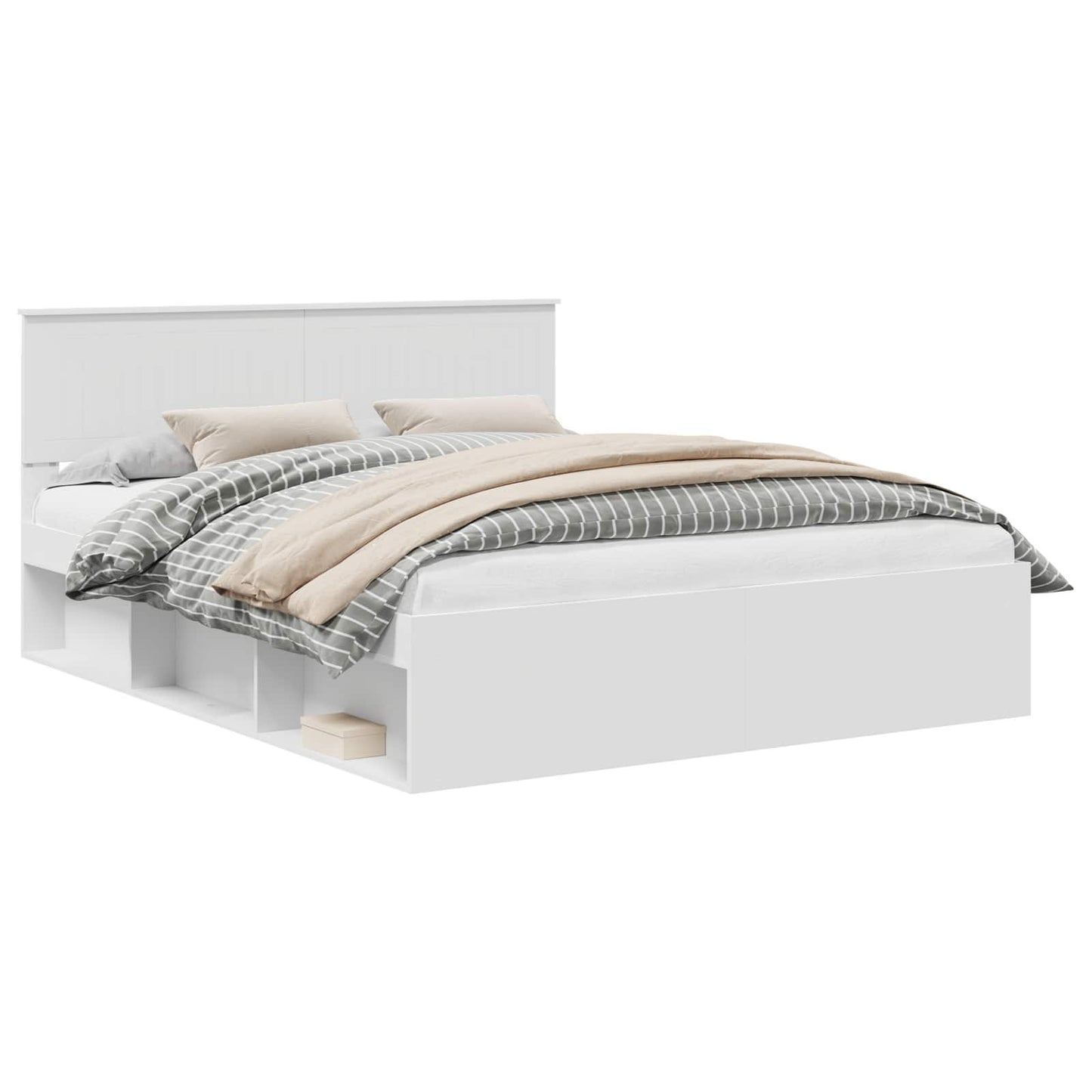 Bedframe met hoofdeinde Wit 160 x 200 cm Massief grenenhout is nu te koop bij PeponiXL, paradijselijk wonen!