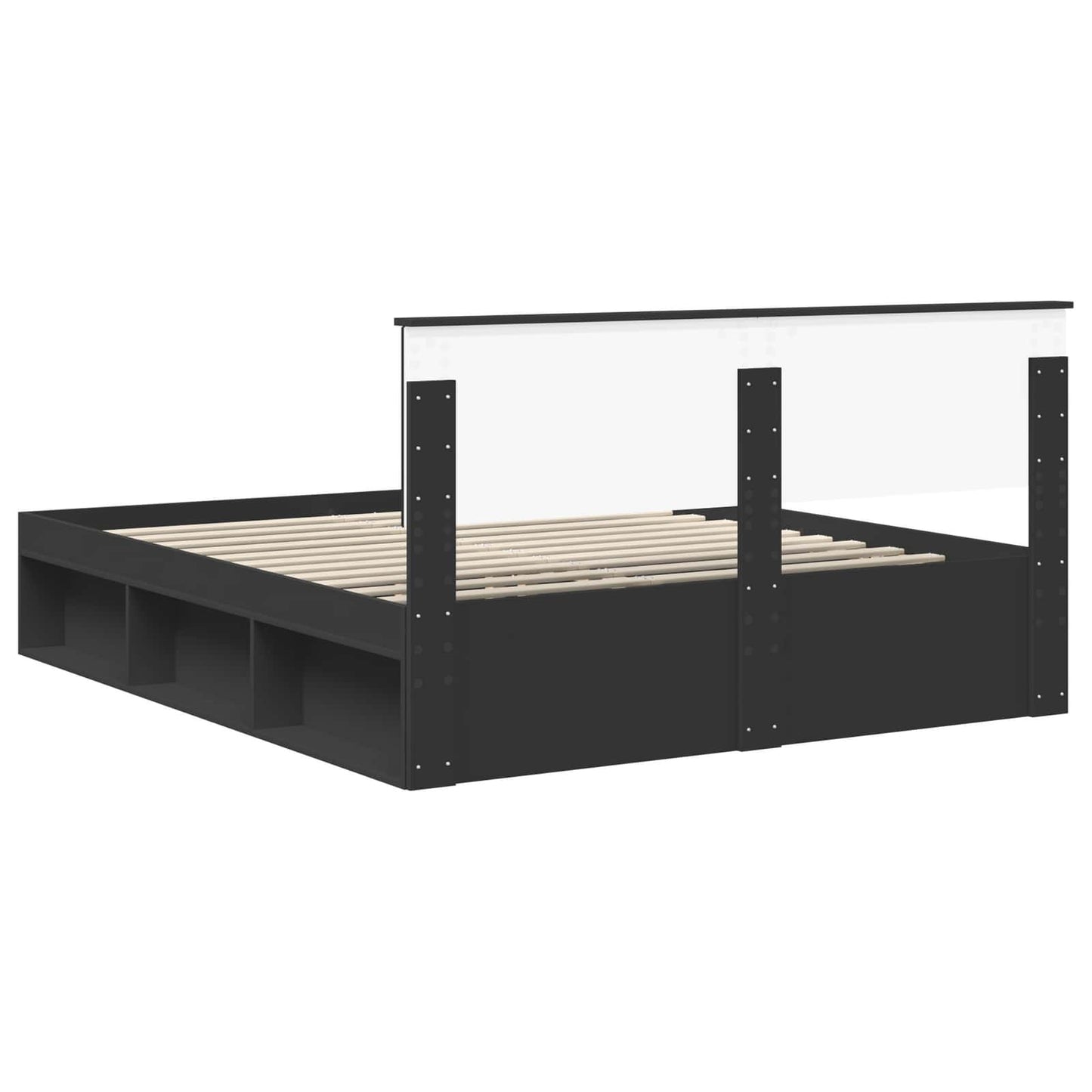 Bedframe met hoofdeinde Zwart 160 x 200 cm Massief grenenhout is nu te koop bij PeponiXL, paradijselijk wonen!