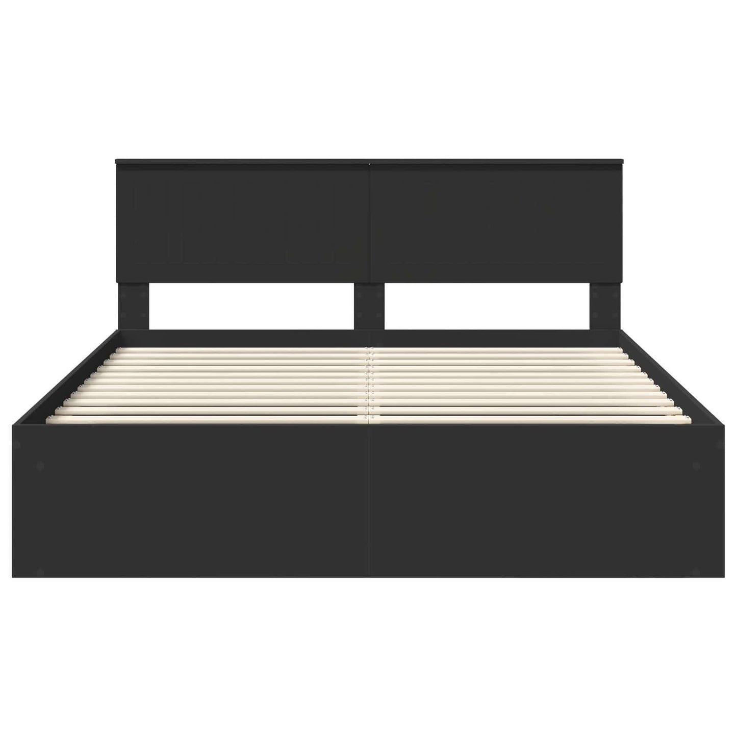Bedframe met hoofdeinde Zwart 160 x 200 cm Massief grenenhout is nu te koop bij PeponiXL, paradijselijk wonen!