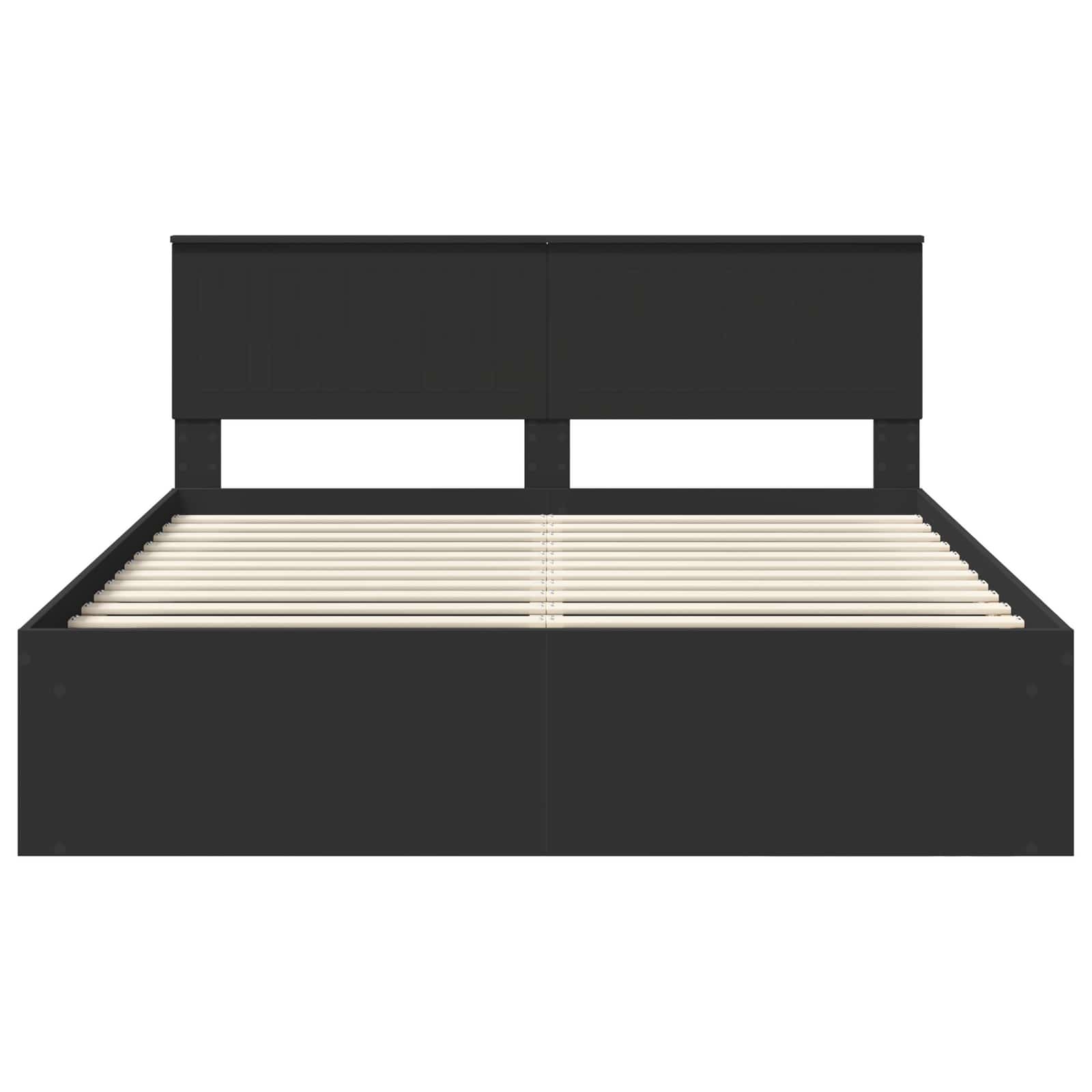 Bedframe met hoofdeinde Zwart 160 x 200 cm Massief grenenhout is nu te koop bij PeponiXL, paradijselijk wonen!