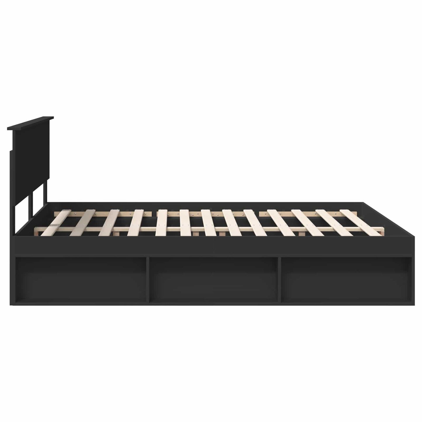 Bedframe met hoofdeinde Zwart 160 x 200 cm Massief grenenhout is nu te koop bij PeponiXL, paradijselijk wonen!