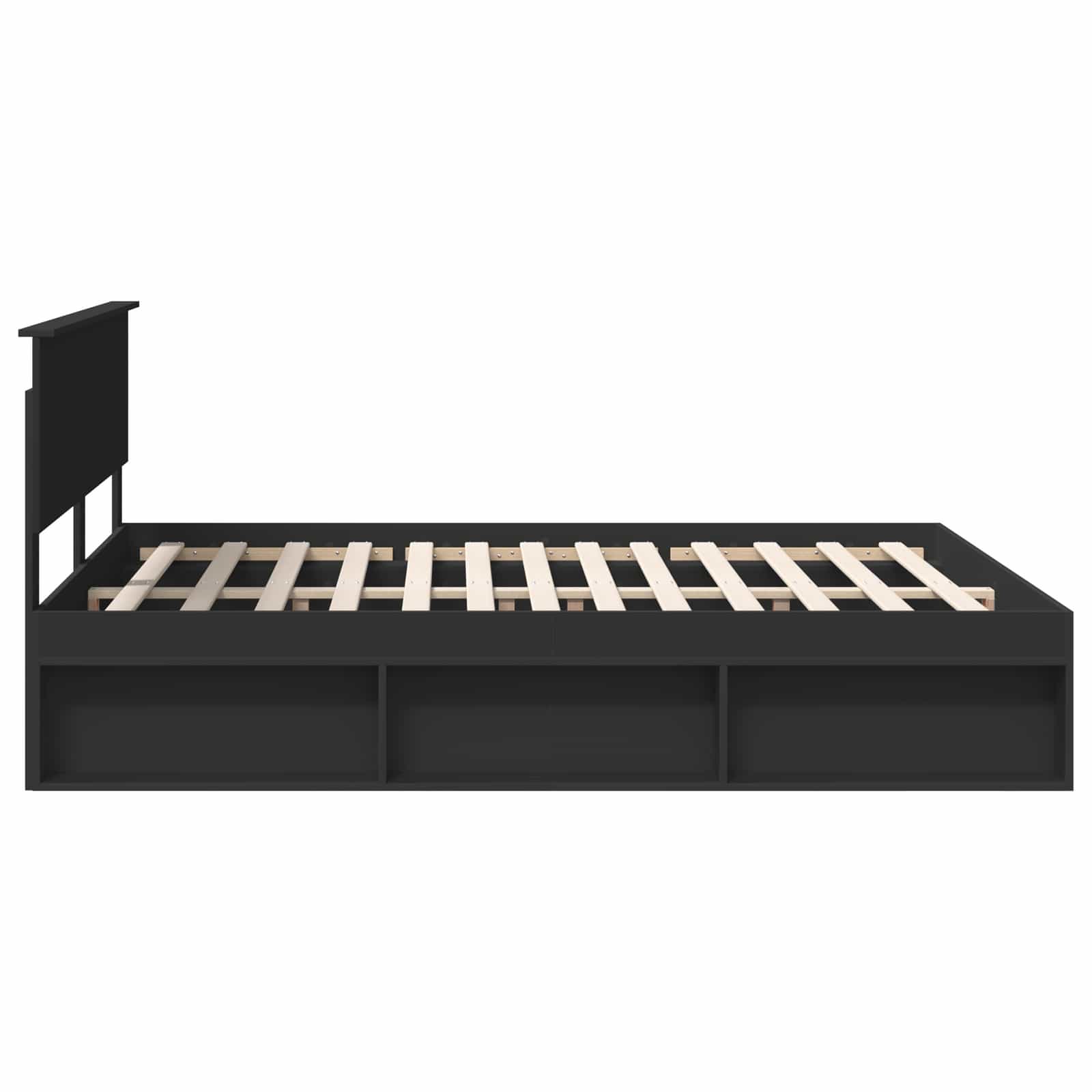 Bedframe met hoofdeinde Zwart 160 x 200 cm Massief grenenhout is nu te koop bij PeponiXL, paradijselijk wonen!