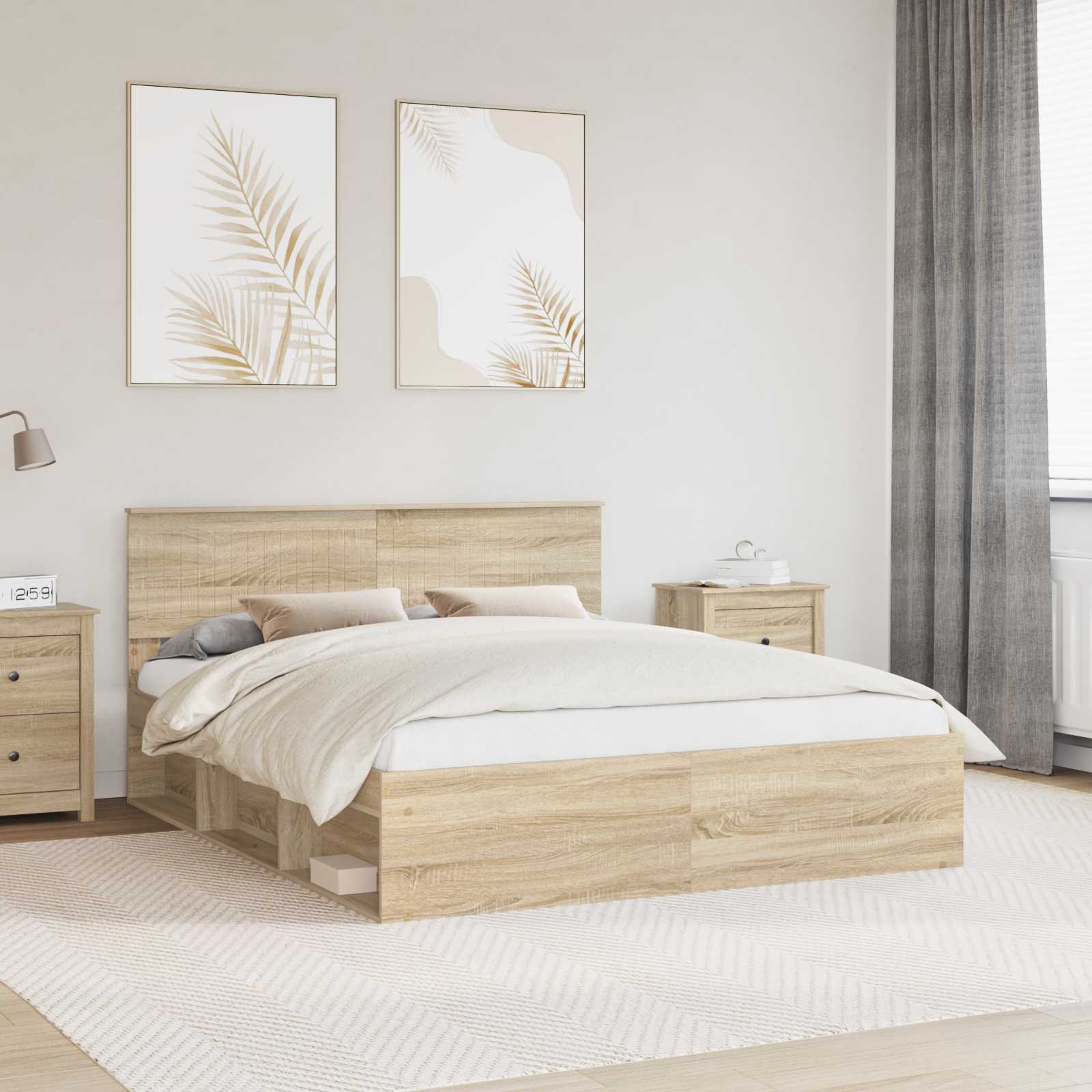Bedframe met hoofdeinde Sonoma 160 x 200 cm Massief grenenhout is nu te koop bij PeponiXL, paradijselijk wonen!