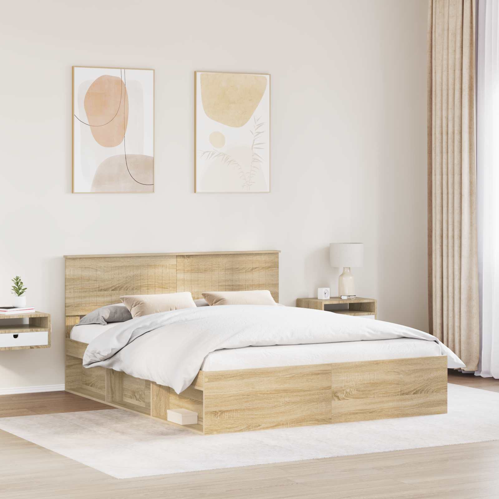 Bedframe met hoofdeinde Sonoma 160 x 200 cm Massief grenenhout is nu te koop bij PeponiXL, paradijselijk wonen!