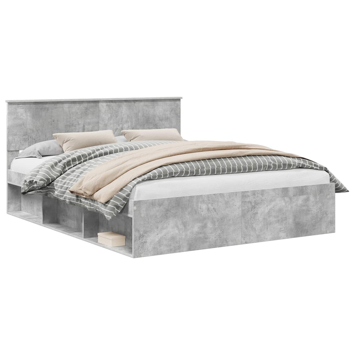 Bedframe met hoofdeinde Beton 160 x 200 cm Massief grenenhout is nu te koop bij PeponiXL, paradijselijk wonen!