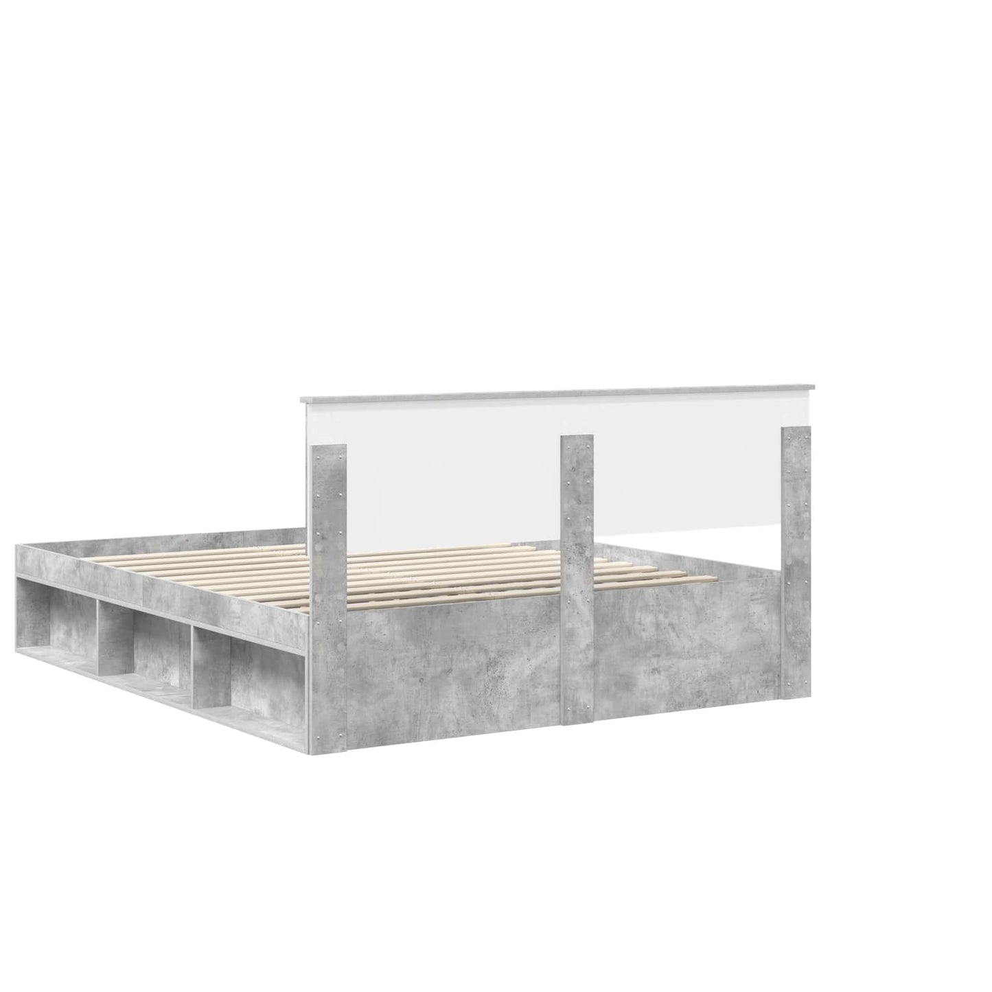 Bedframe met hoofdeinde Beton 160 x 200 cm Massief grenenhout is nu te koop bij PeponiXL, paradijselijk wonen!
