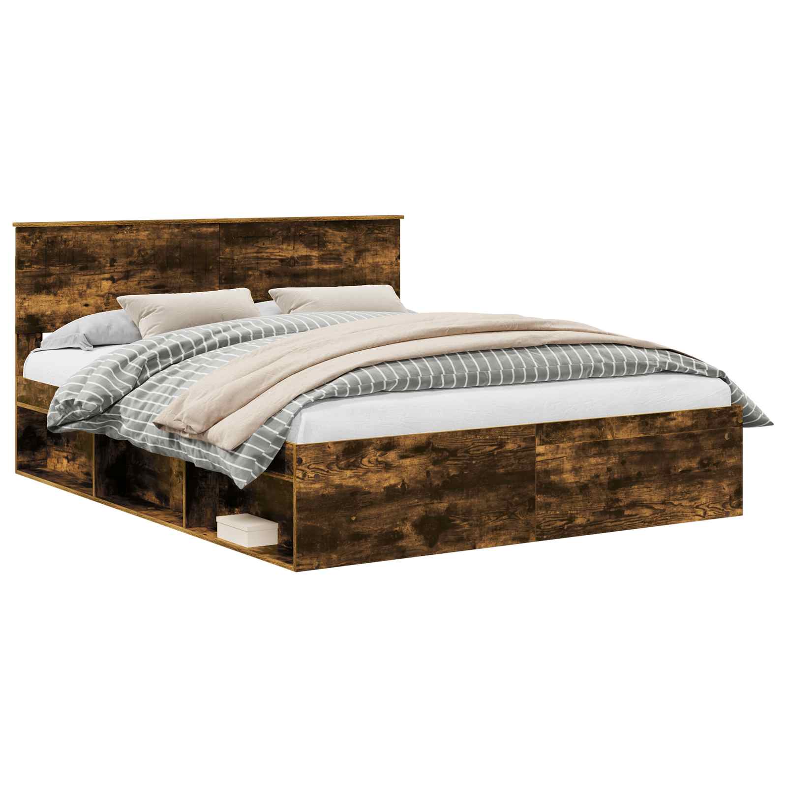 Bedframe Gerookt eiken 160 x 200 cm Massief grenenhout is nu te koop bij PeponiXL, paradijselijk wonen!